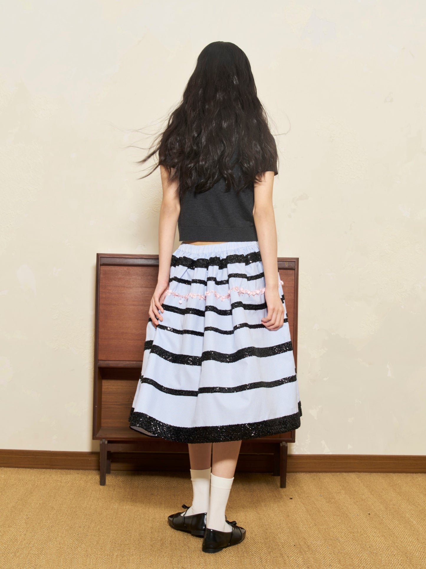 'Moon Eyed' Blue Stripe Skirt
