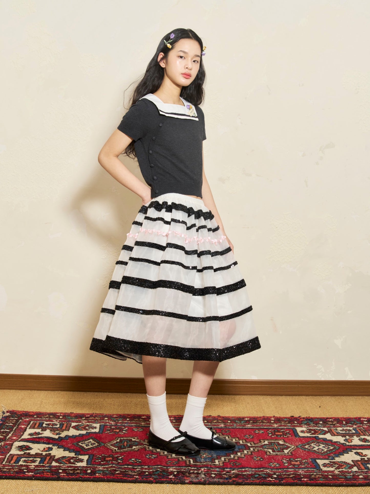 'Moon Eyed' Transparent Stripe Skirt