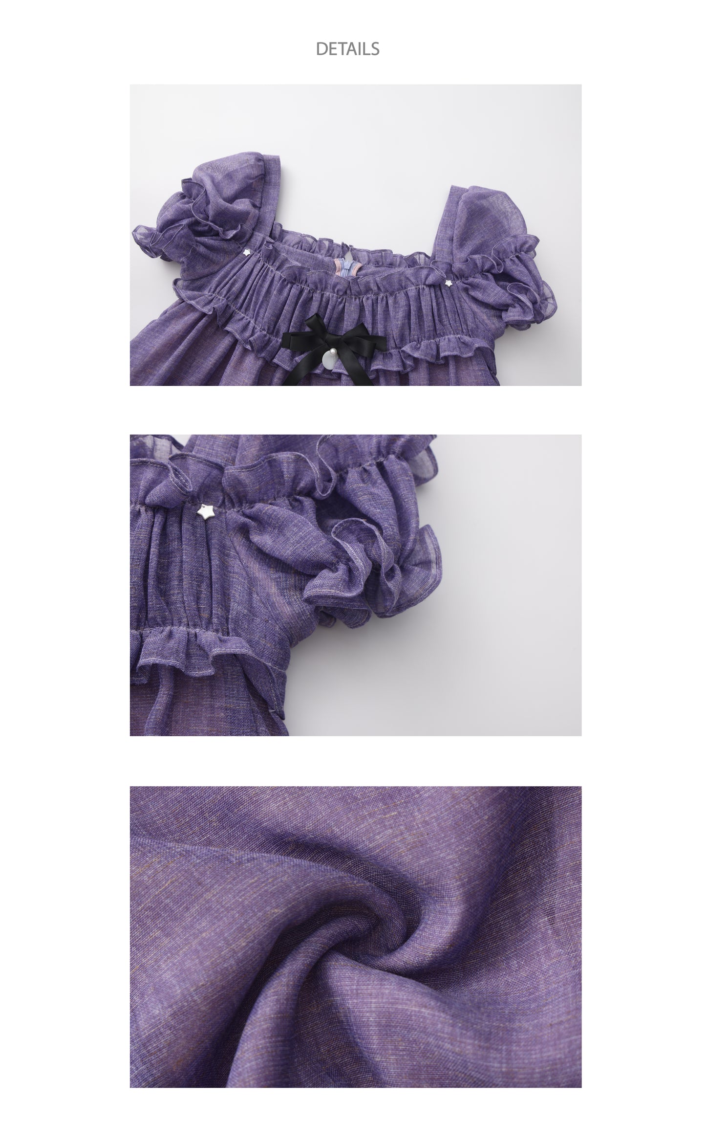 ‘Ariel’ Purple Linen Puff Dress
