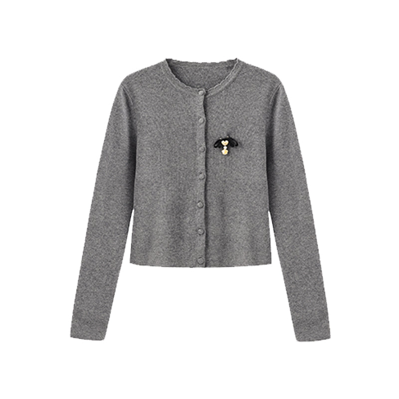 ‘Strawberry Roll’ Grey Knit Cardigan