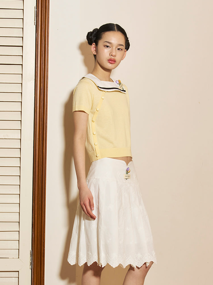 'Ling Yi' Yellow Tulips Sweater