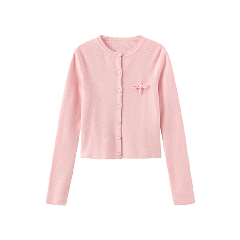 ‘Strawberry Roll’ Grey Knit Cardigan