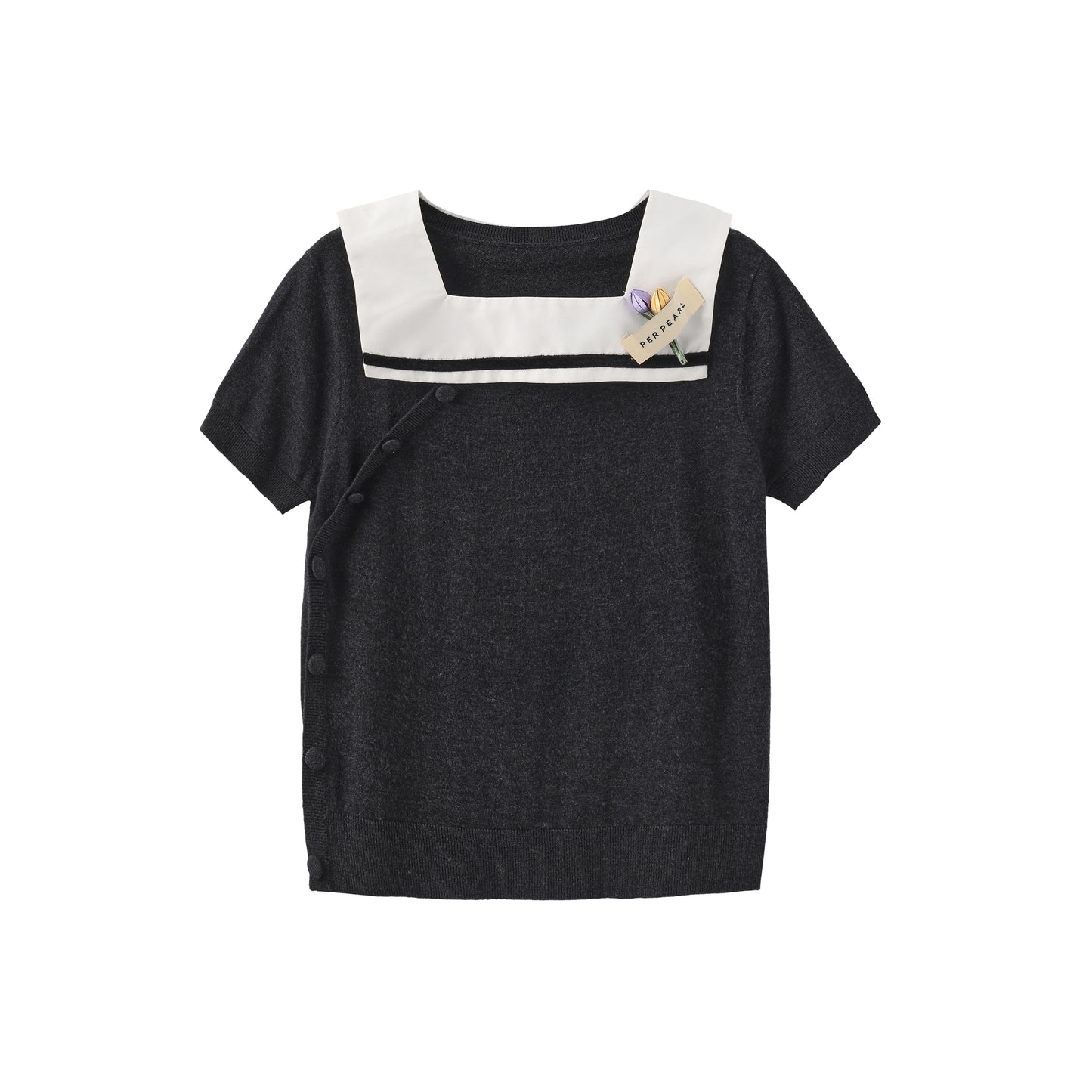 'Ling Yi' Grey Tulips Sweater