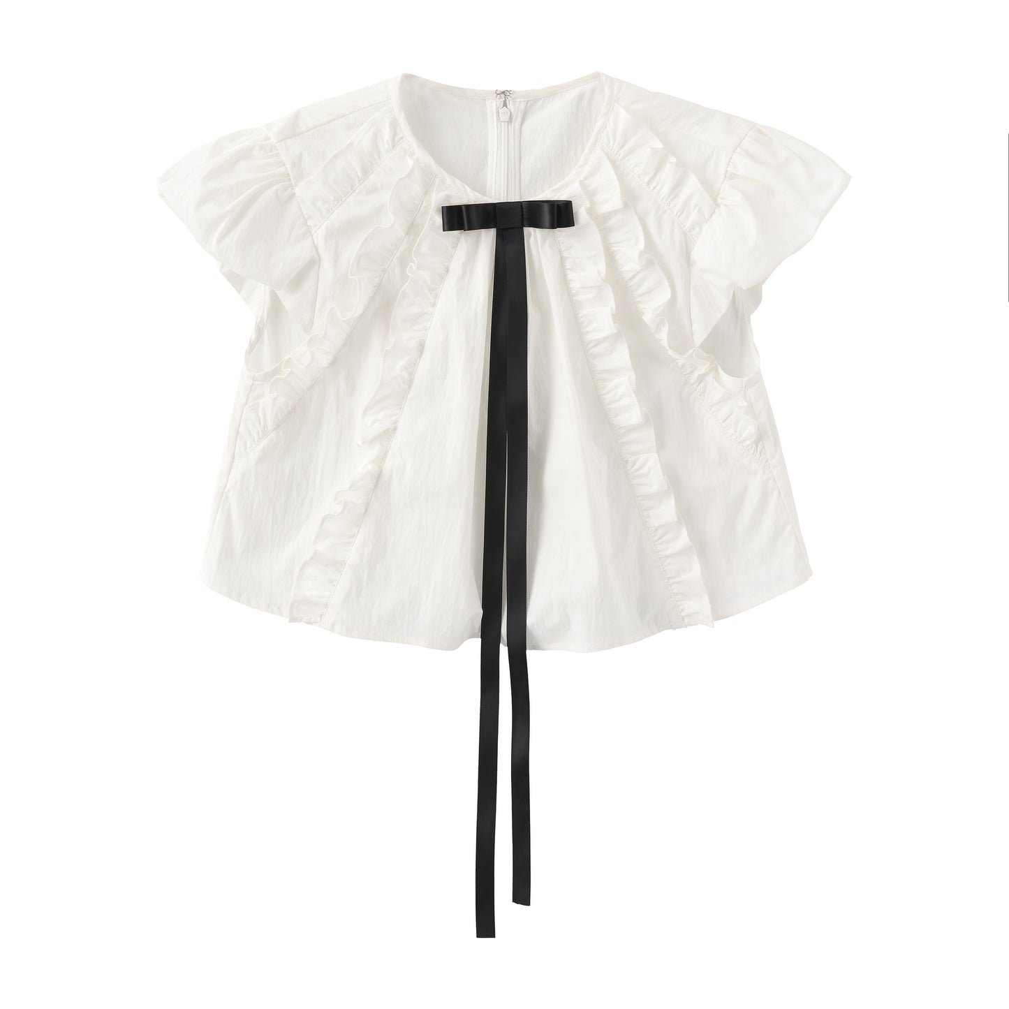 ‘Summer Whispers' White Bow Puff Top