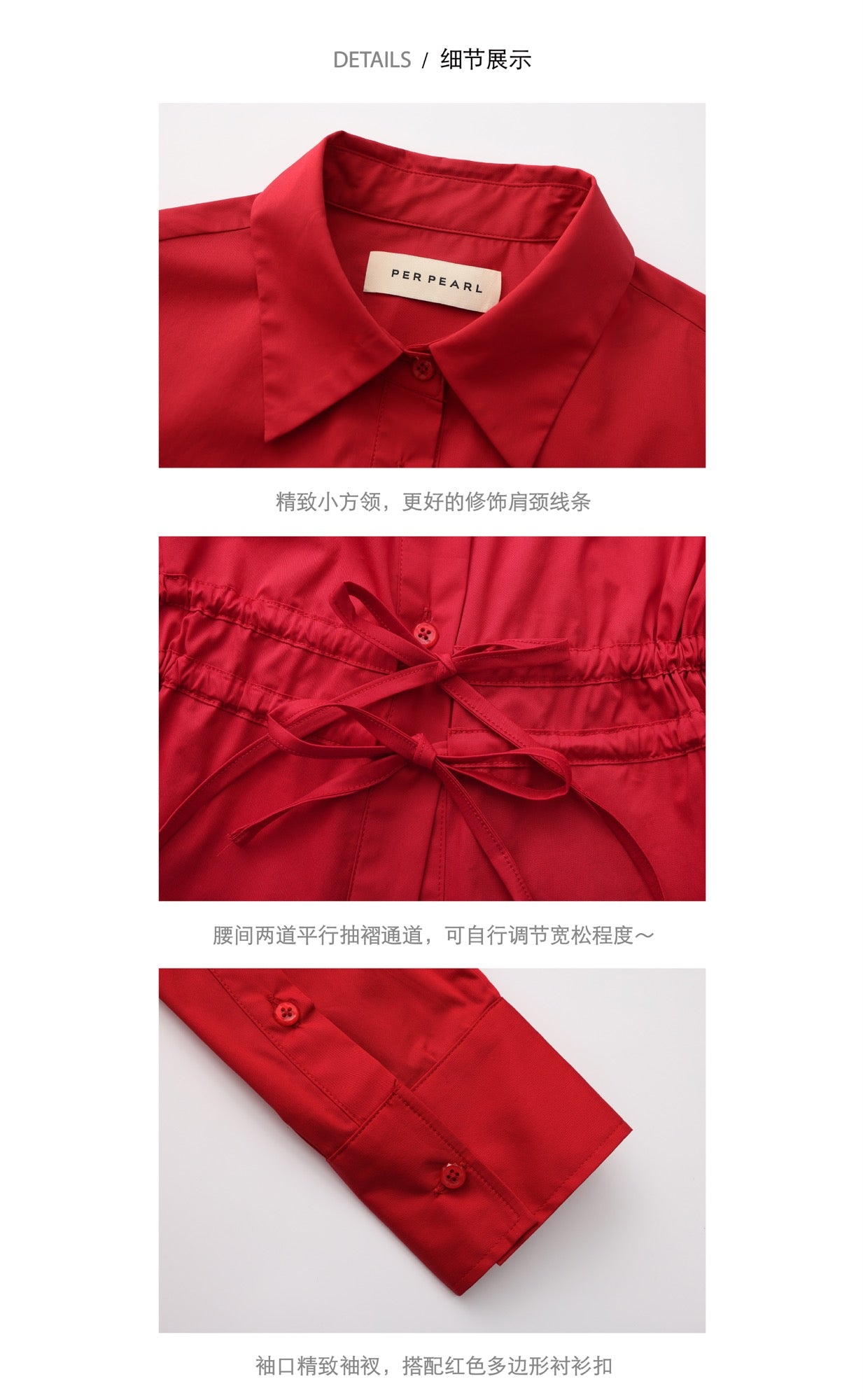 'Red Roses' Red Gathered Shirt
