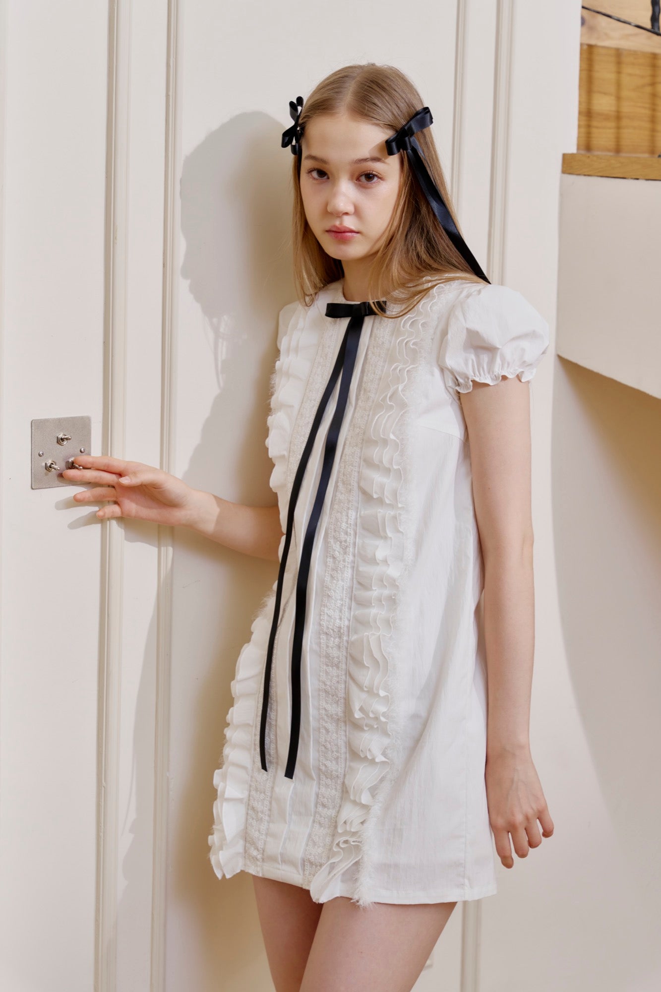 ‘Soul Nourishing’ White Tucking Mini Dress