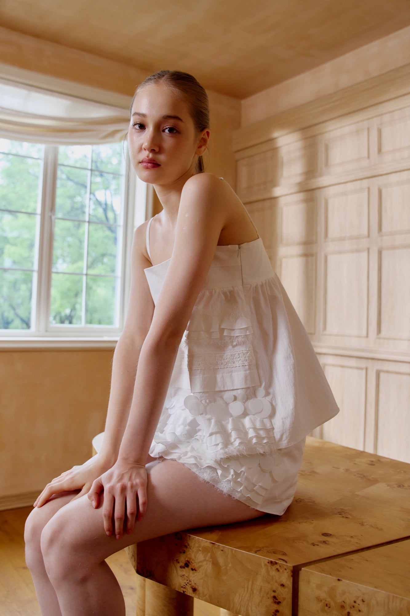 ‘Sky Gazing’ White Sequin Mini Skirt