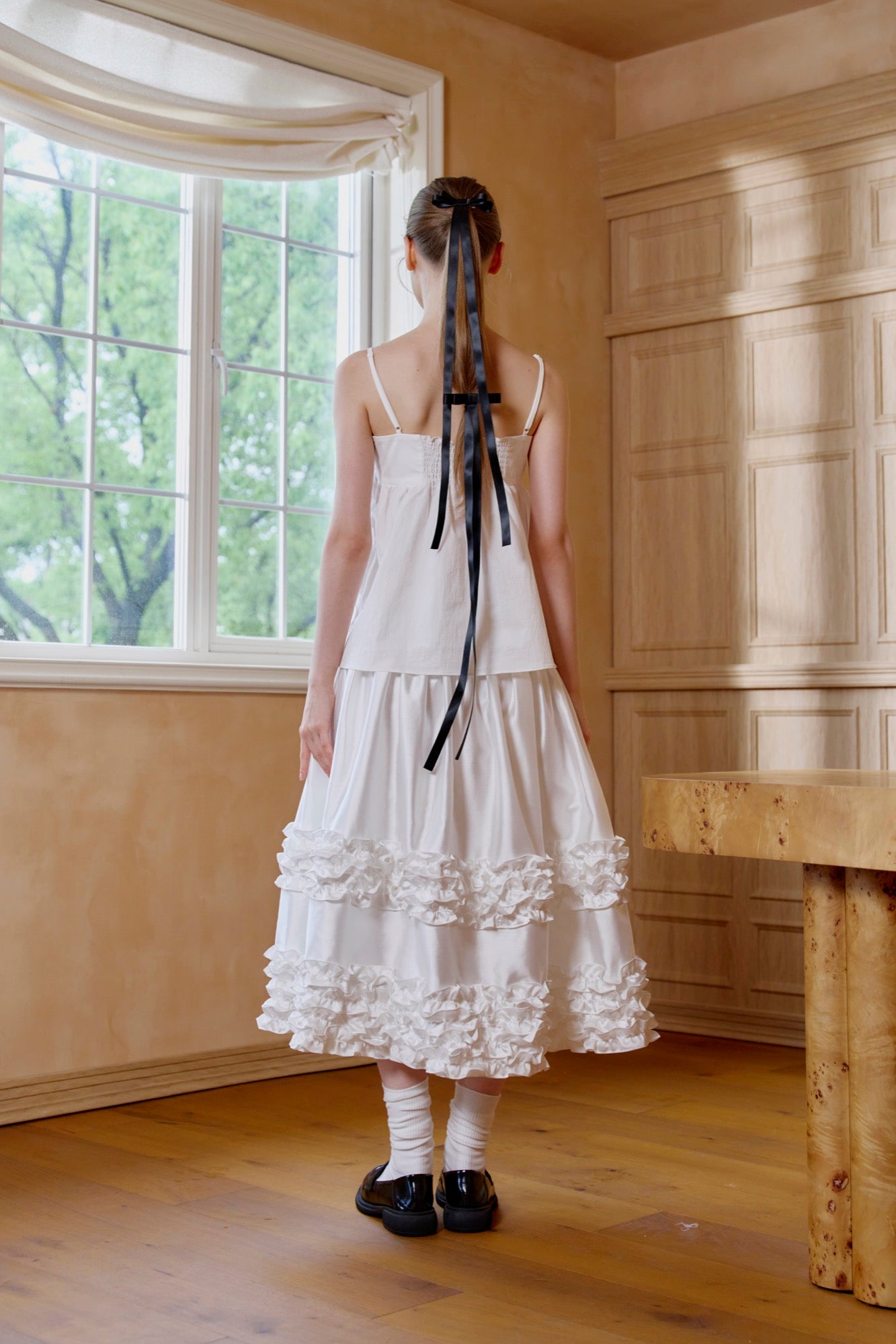 ‘Sweet Cream Cake’ White Midi Skirt