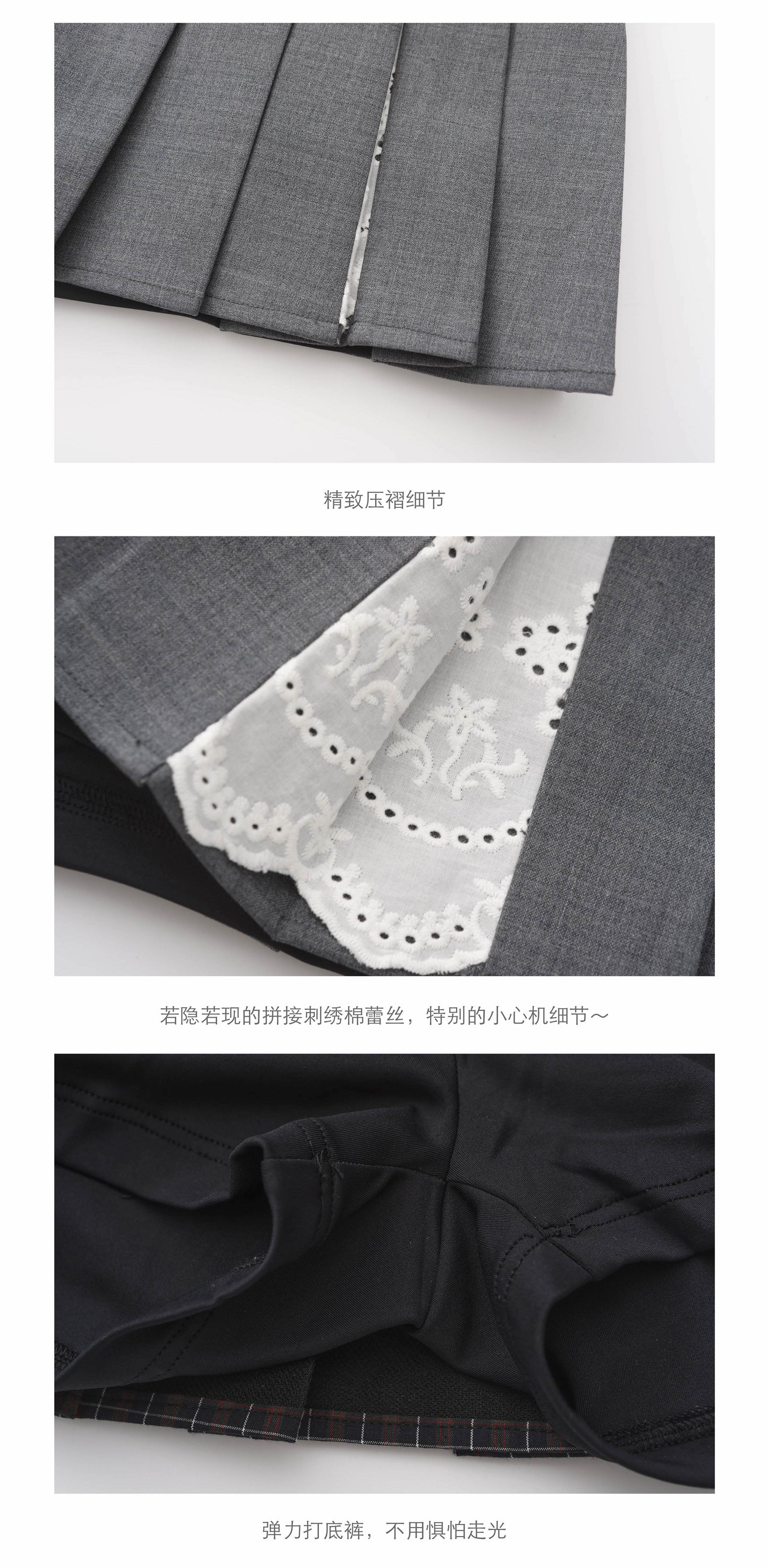 'Windfull' Navy Pleated Mini Skirt