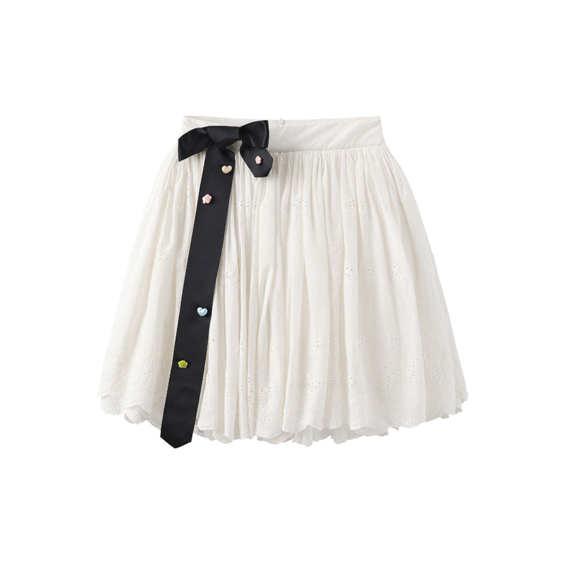 ‘Dawn Light’ White Bowknot Midi Dress