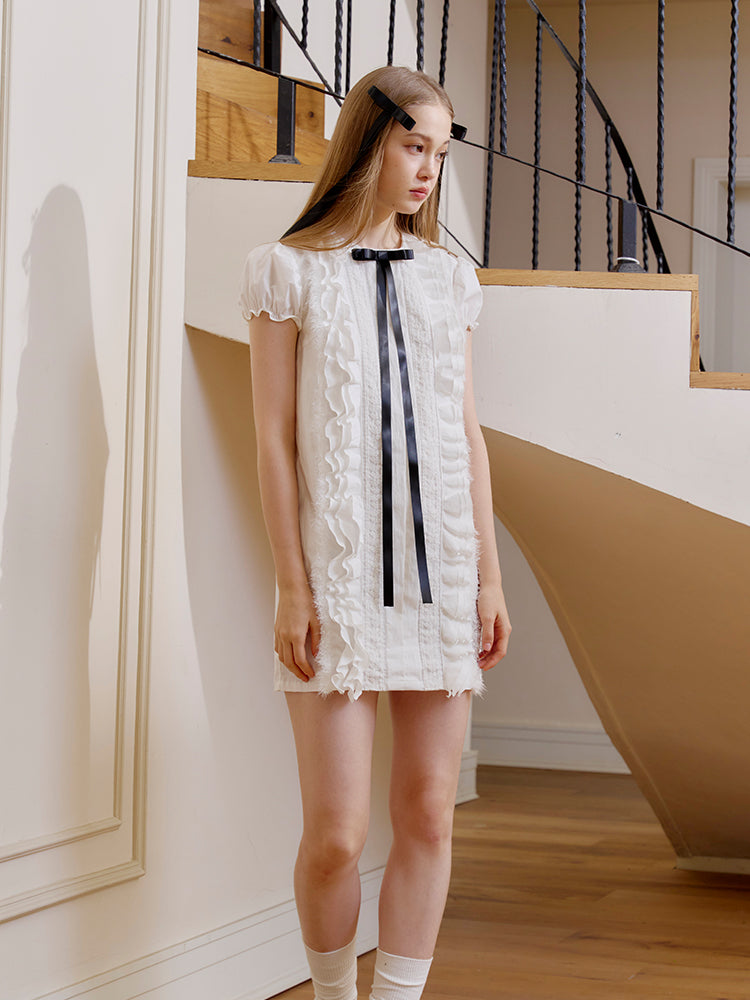 ‘Soul Nourishing’ White Tucking Mini Dress