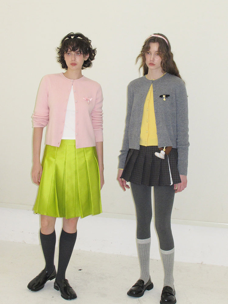 ‘Strawberry Roll’ Grey Knit Cardigan