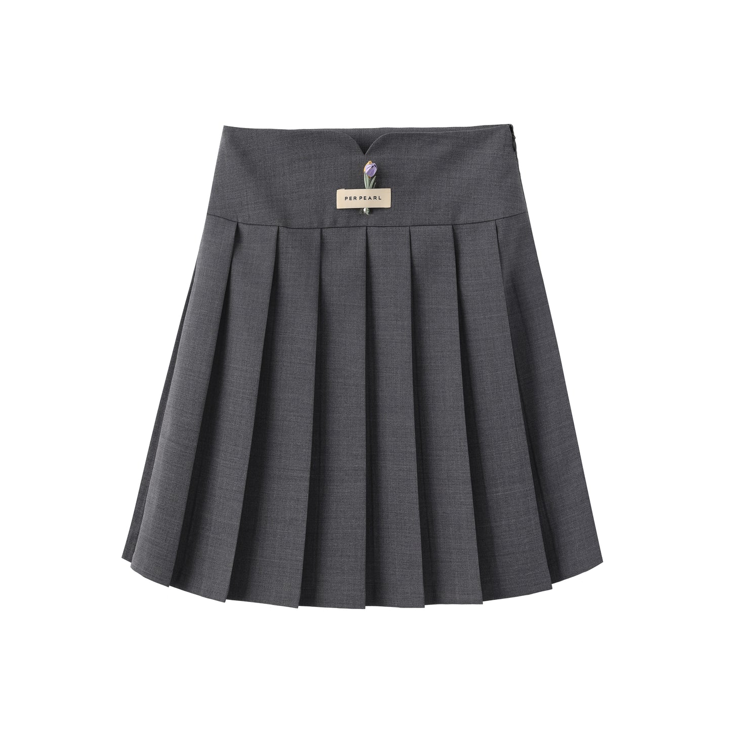 'Morning Light' Grey Tulip Pleated Skirt