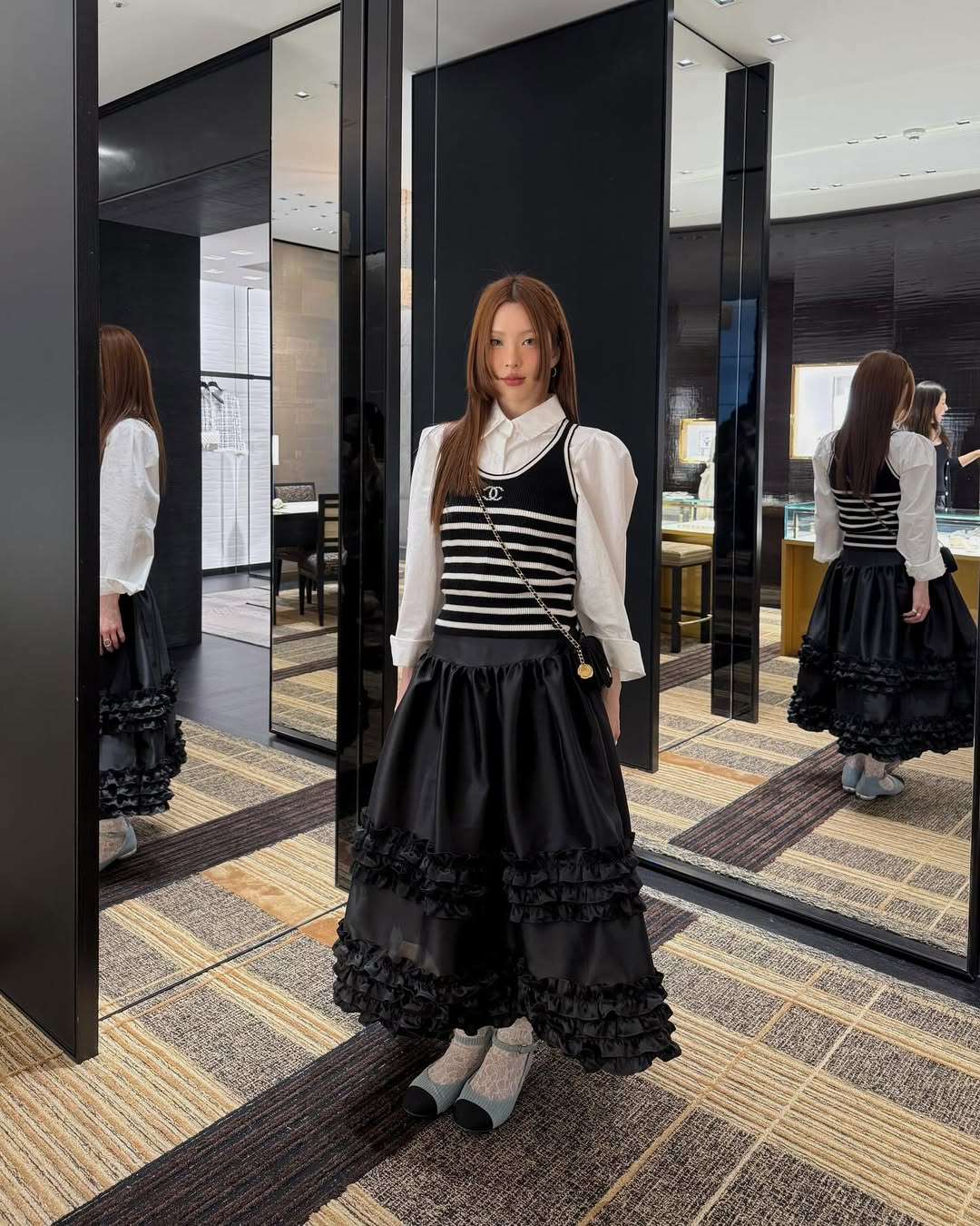 ‘Sweet Cream Cake’ Black Midi Skirt