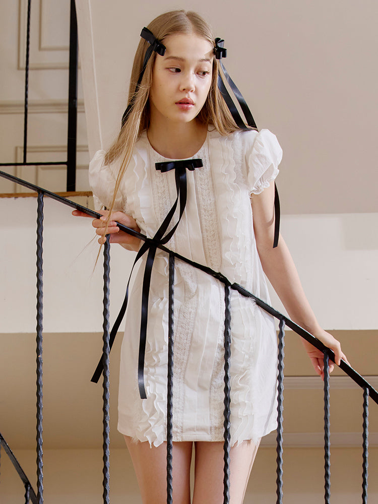 ‘Soul Nourishing’ White Tucking Mini Dress