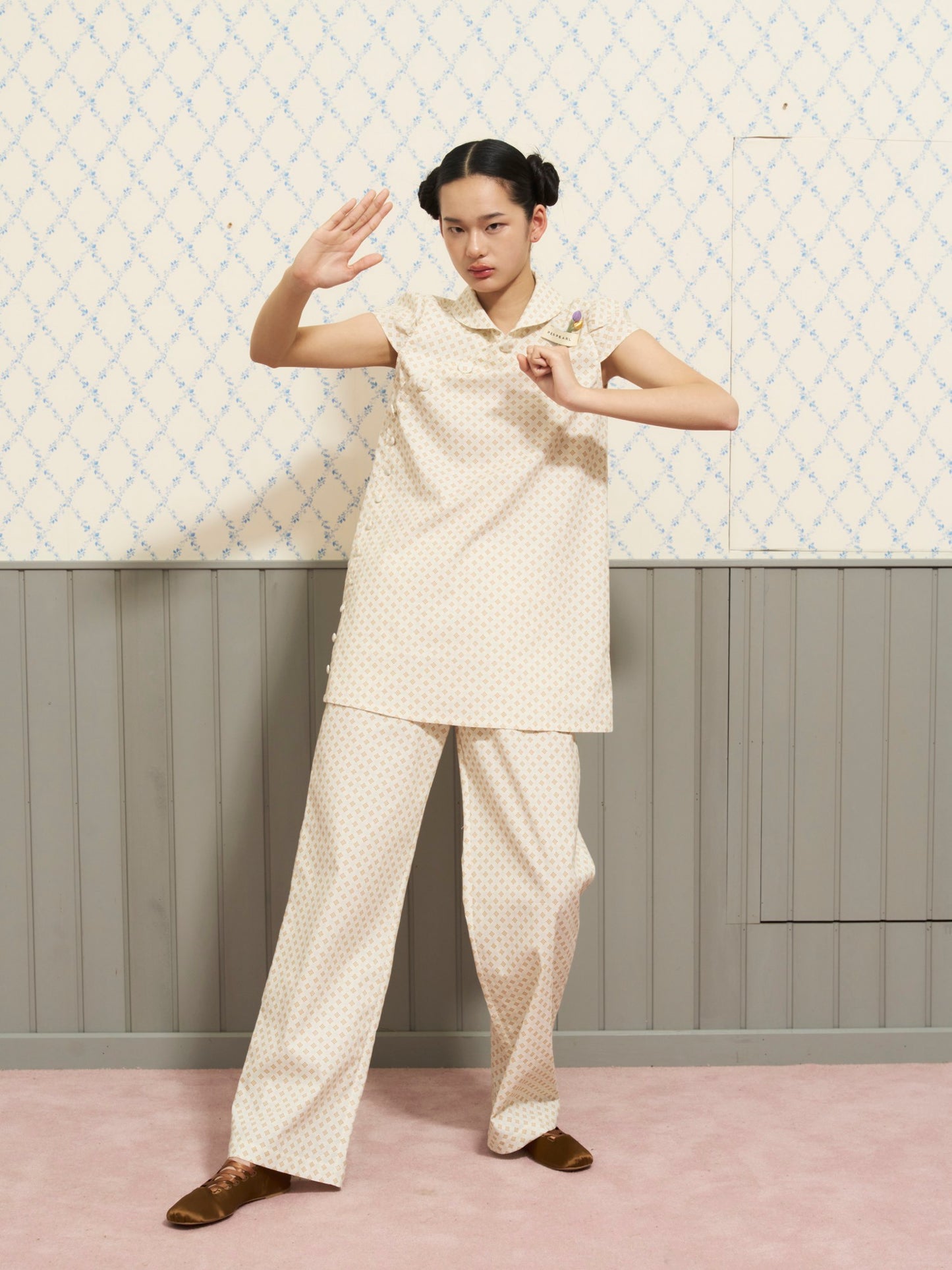 'In Bloom' Plaid Printed Trousers