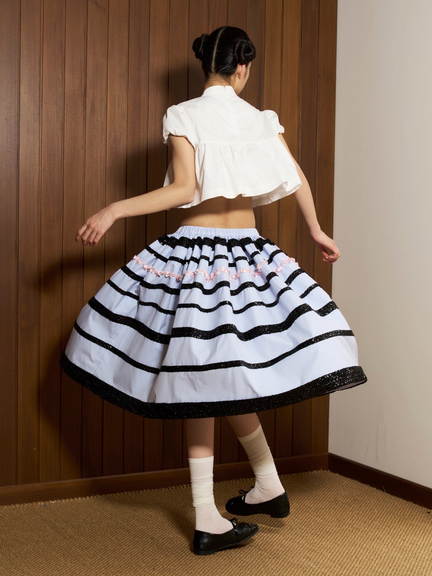 'Moon Eyed' Blue Stripe Skirt