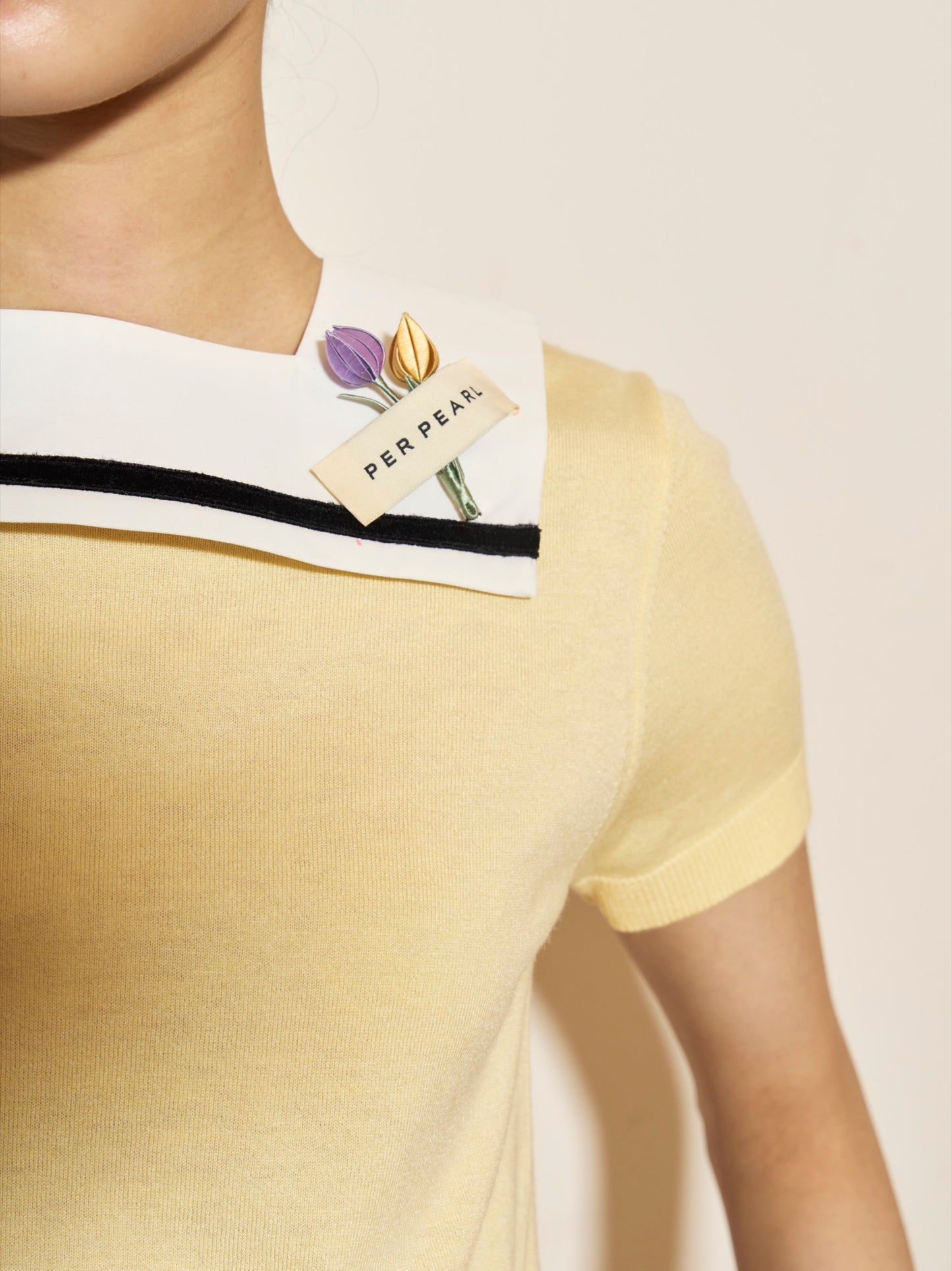 'Ling Yi' Yellow Tulips Sweater