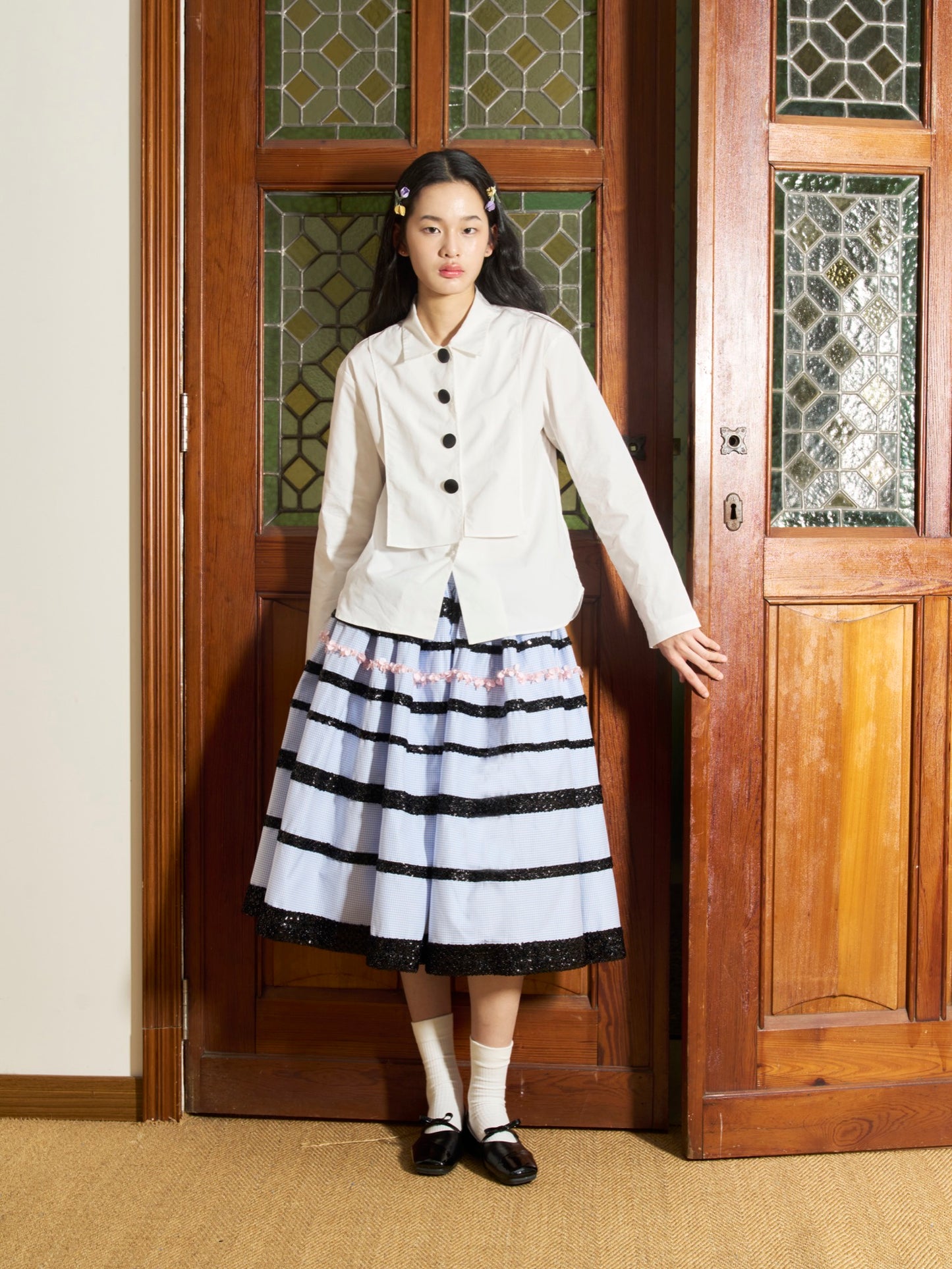 'Moon Eyed' Blue Stripe Skirt