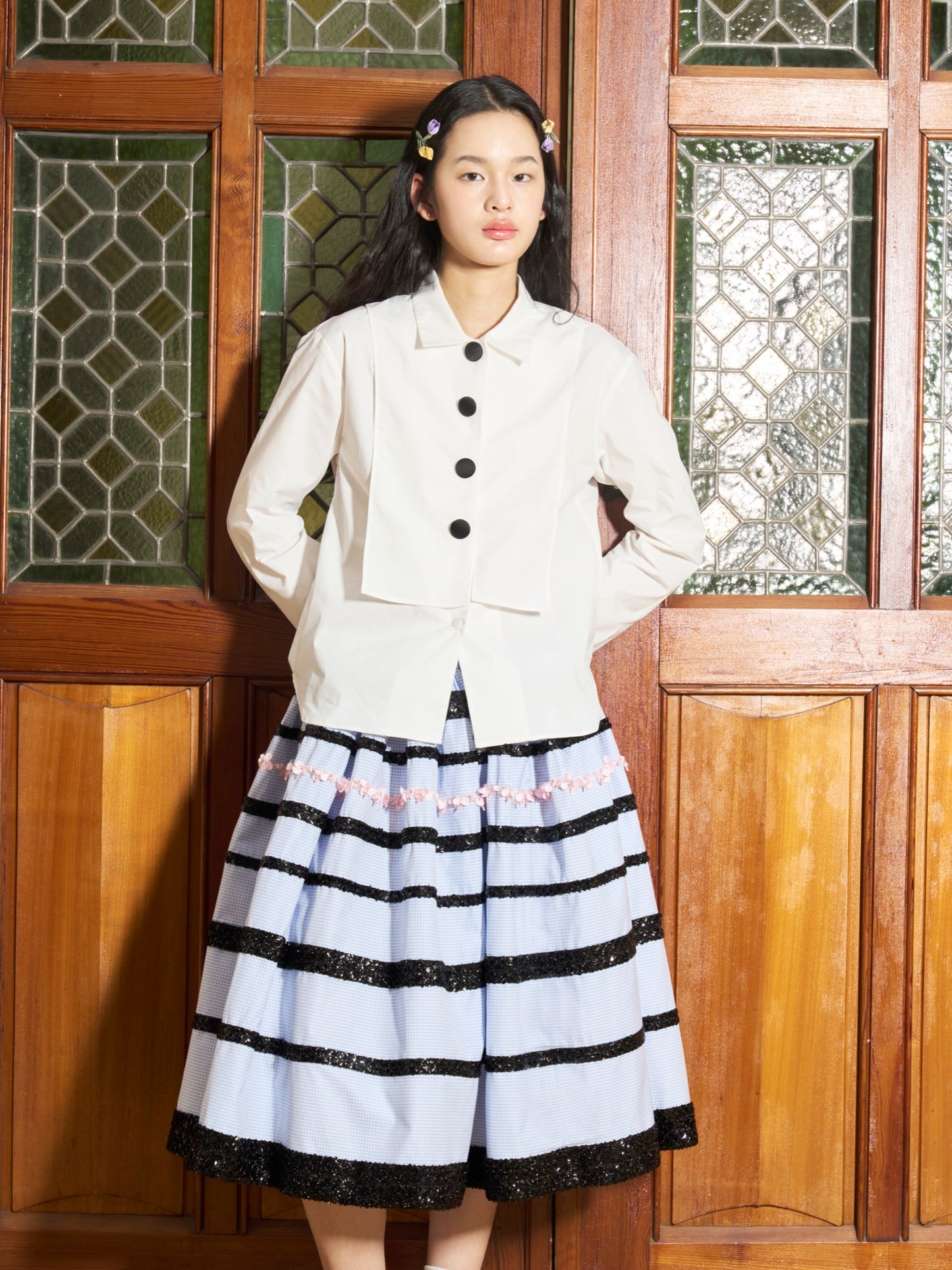 'Moon Eyed' Blue Stripe Skirt