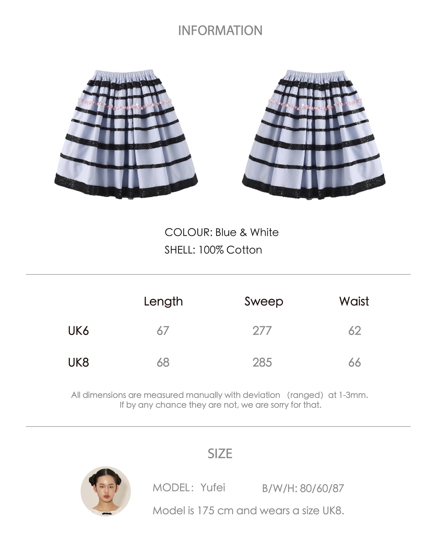 'Moon Eyed' Blue Stripe Skirt