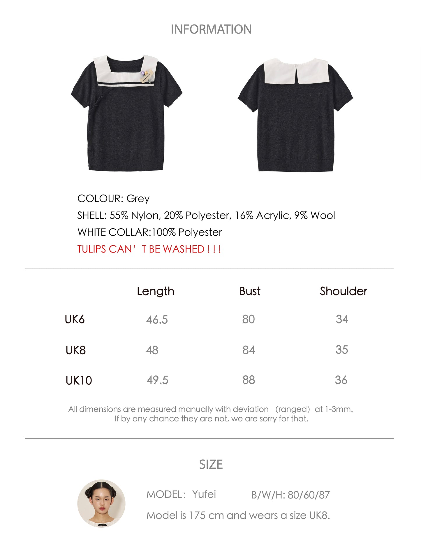 'Ling Yi' Grey Tulips Sweater