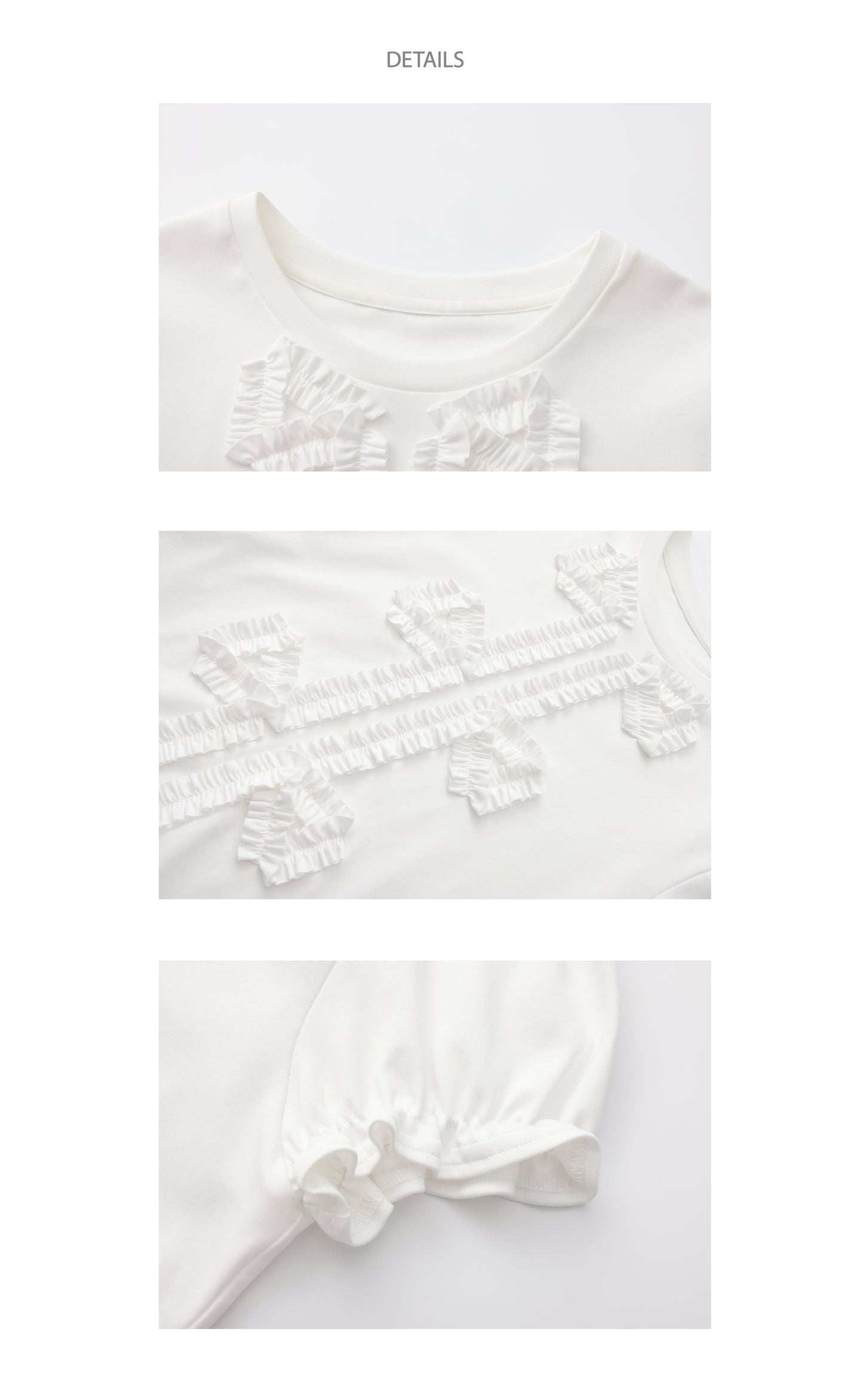 ‘Carlotta’ White Ruffles Bow T-shirt