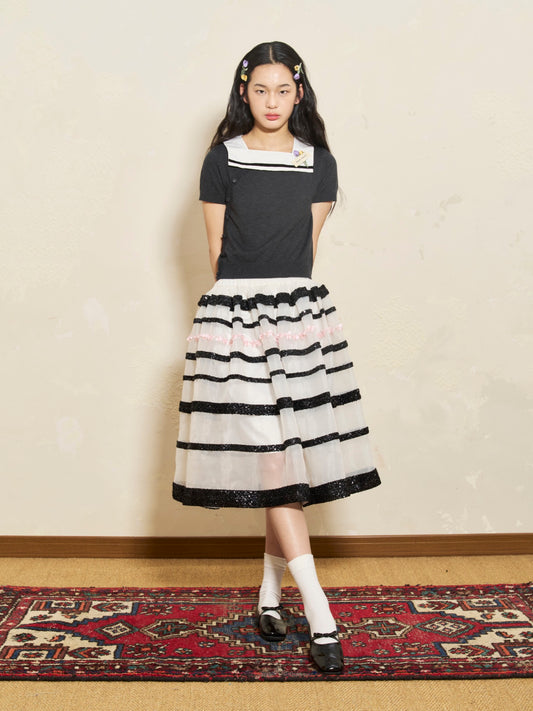 'Moon Eyed' Transparent Stripe Skirt