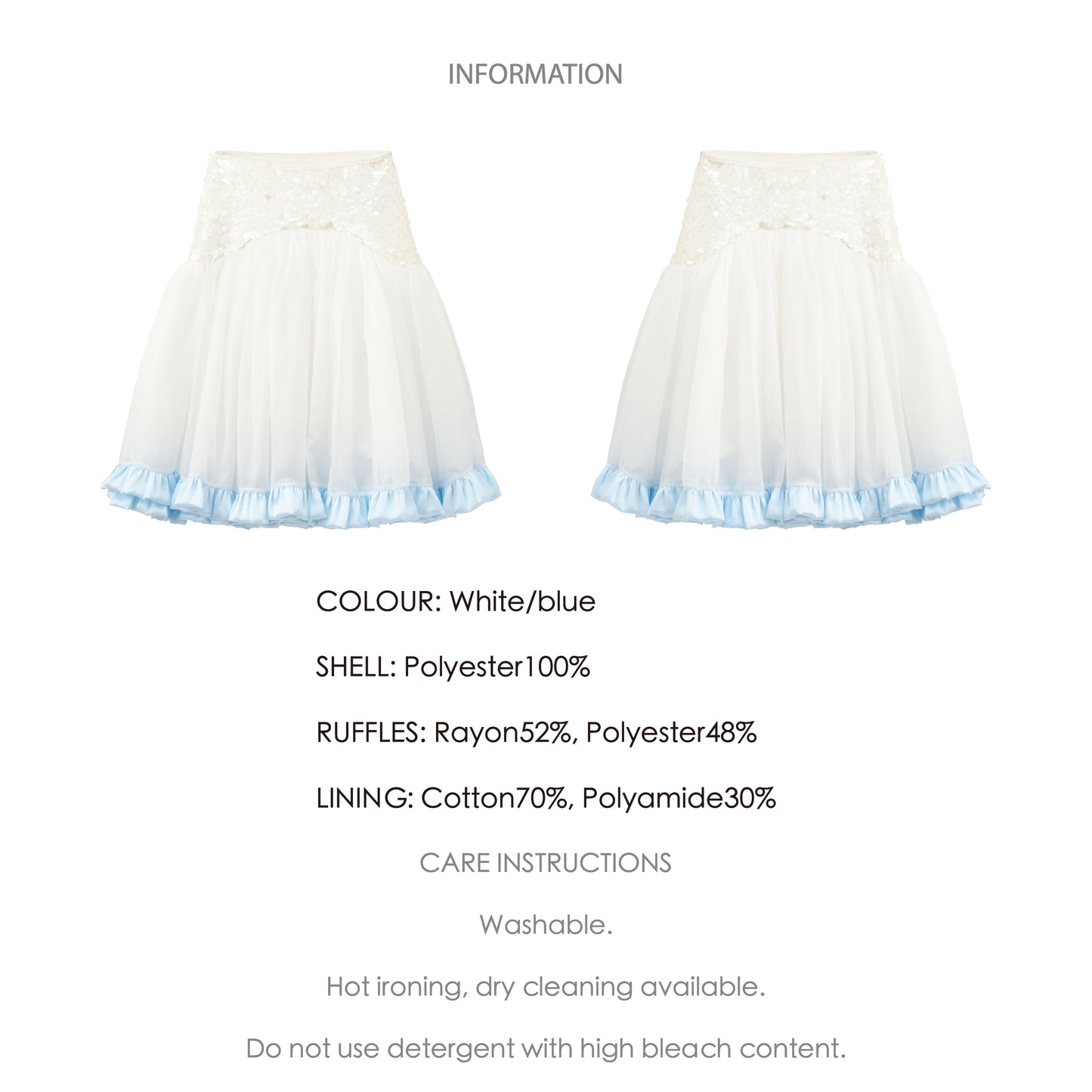 ‘Moonlight’ White Sequined Tulle Skirt
