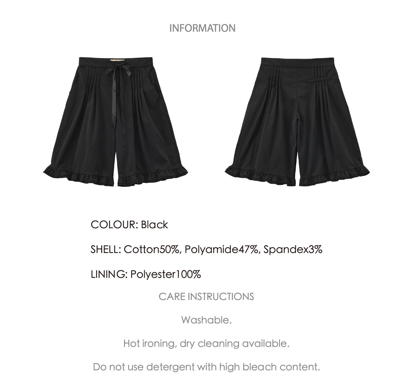 ‘Eric’ Black Bow Mid-length Shorts