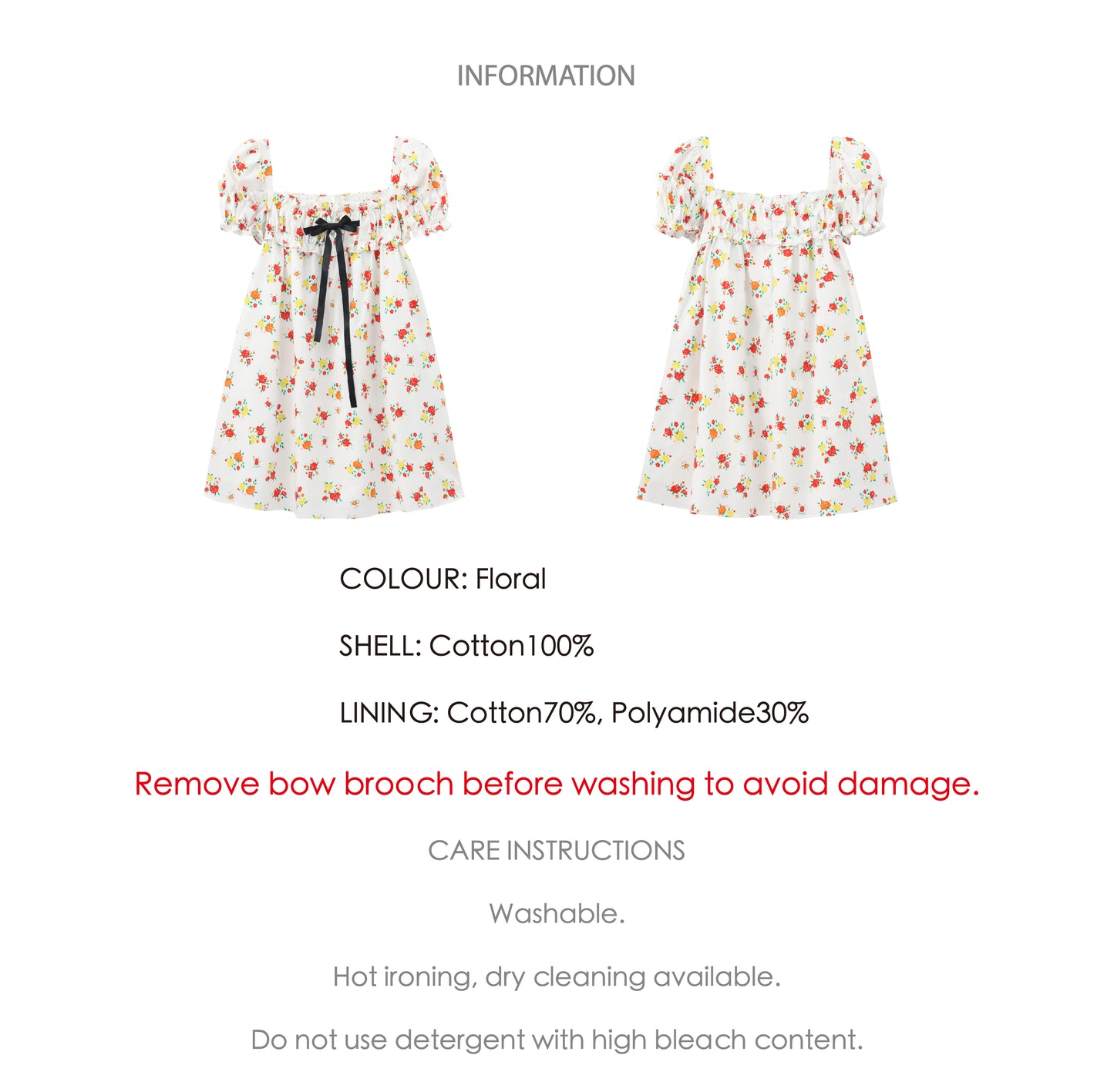 ‘Ariel’ Printed Puff Dress