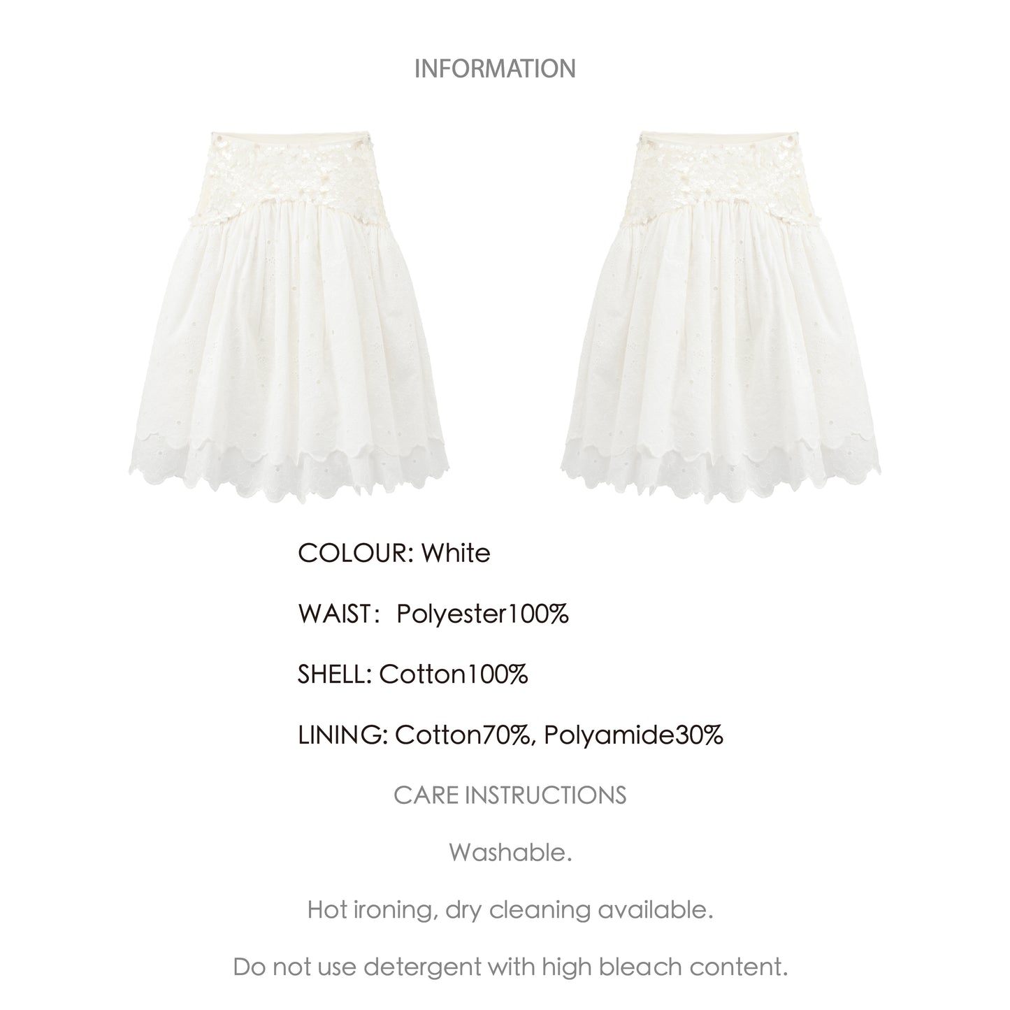 ‘Sunshine’ White Sequined Tulle Skirt