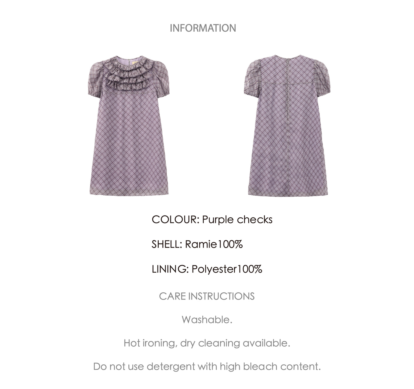‘Attina’ Purple Plaid Ruffles Dress