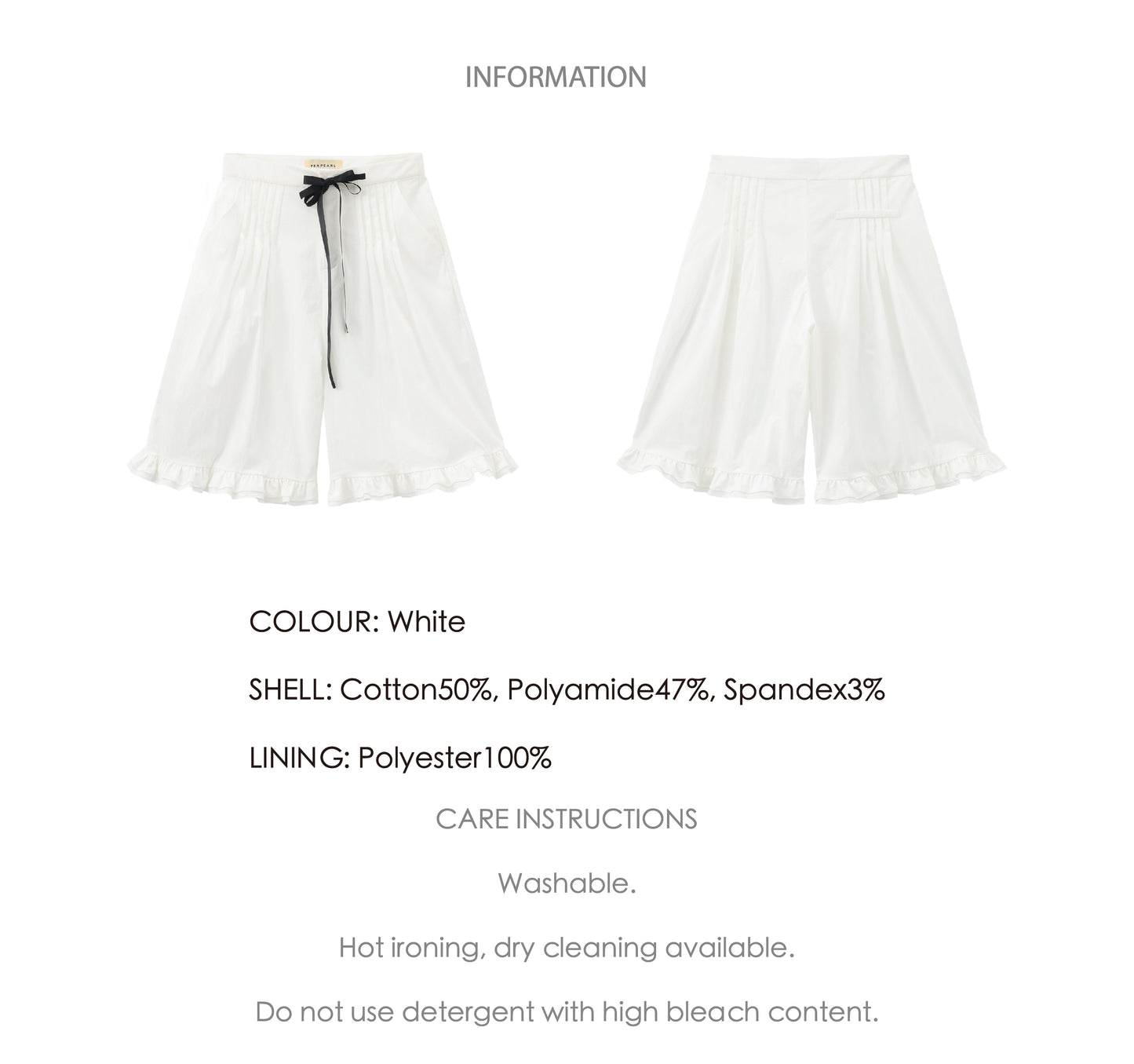 ‘Eric’ White Bow Mid-length Shorts