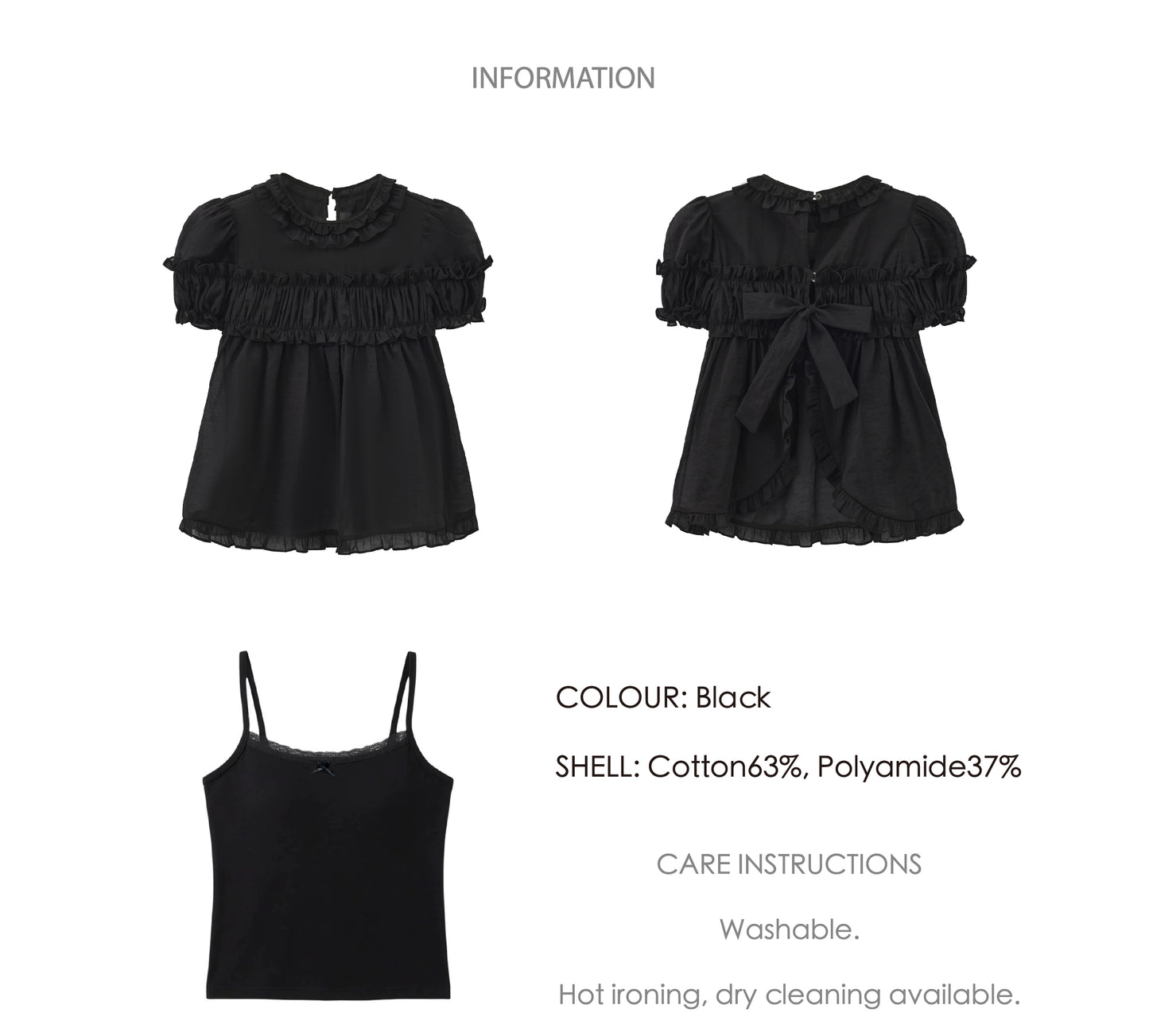 ‘Bubble’ Black Puff Backless Top