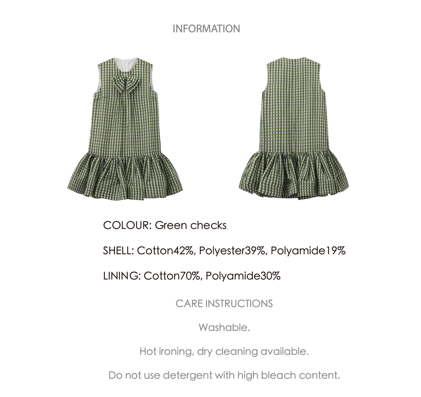 ‘Arista’ Green Plaid Bow-tie Vest Dress