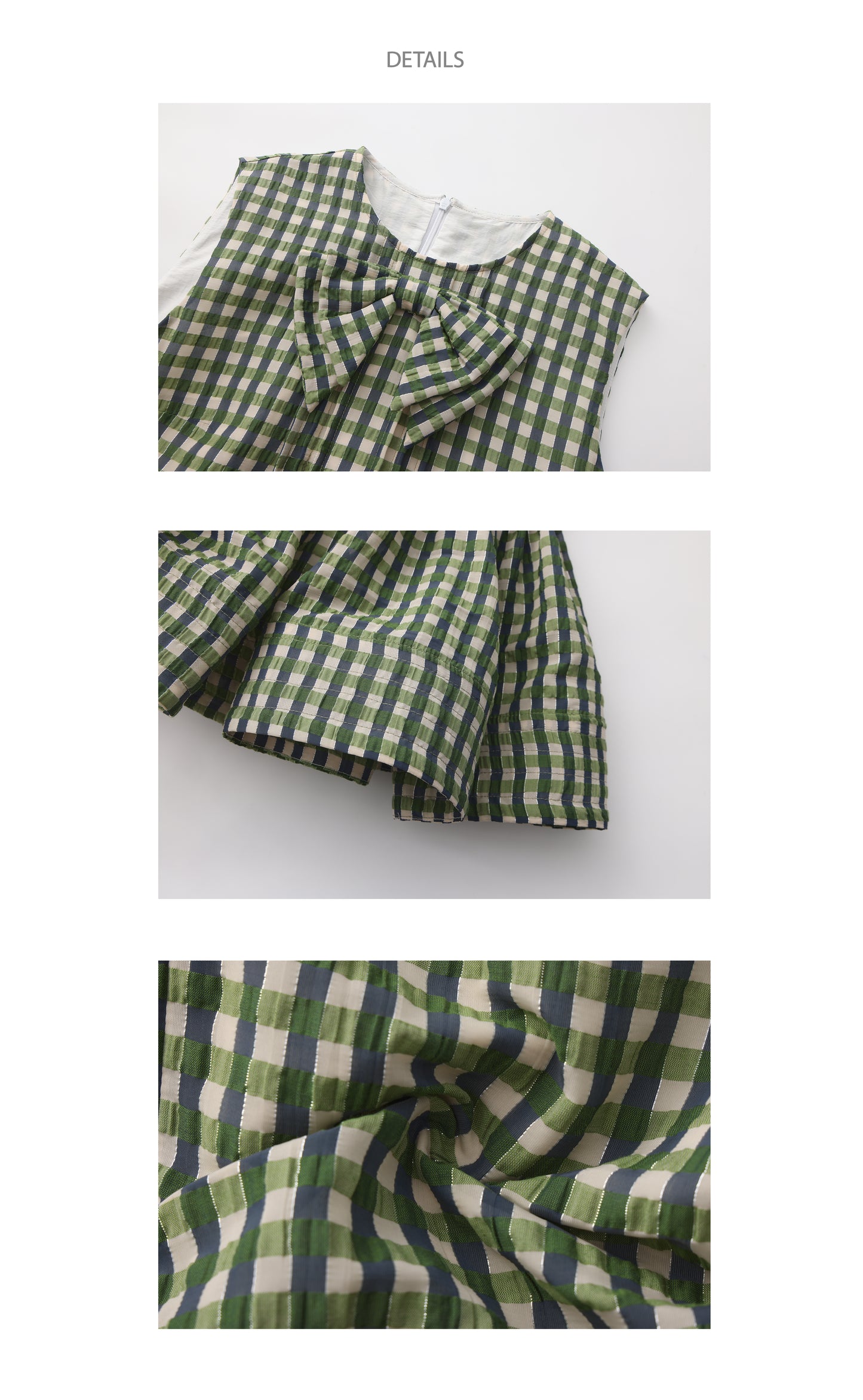 ‘Arista’ Green Plaid Bow-tie Vest Dress