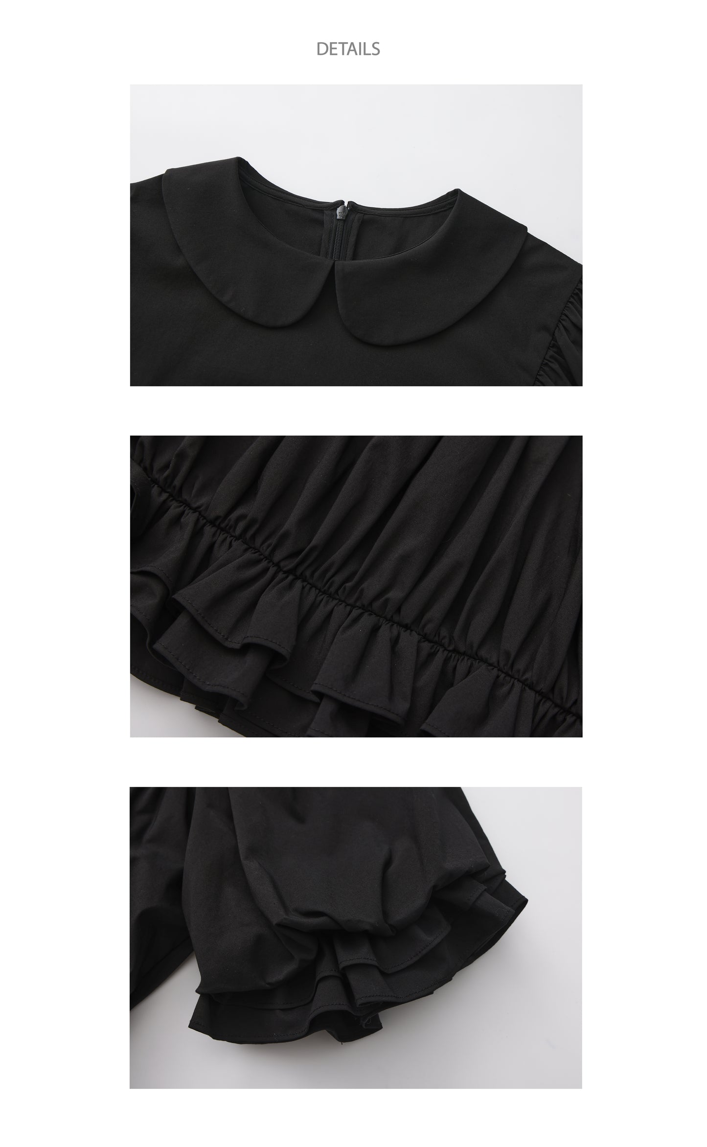 ‘Ursula’ Black Ruched Cropped Top