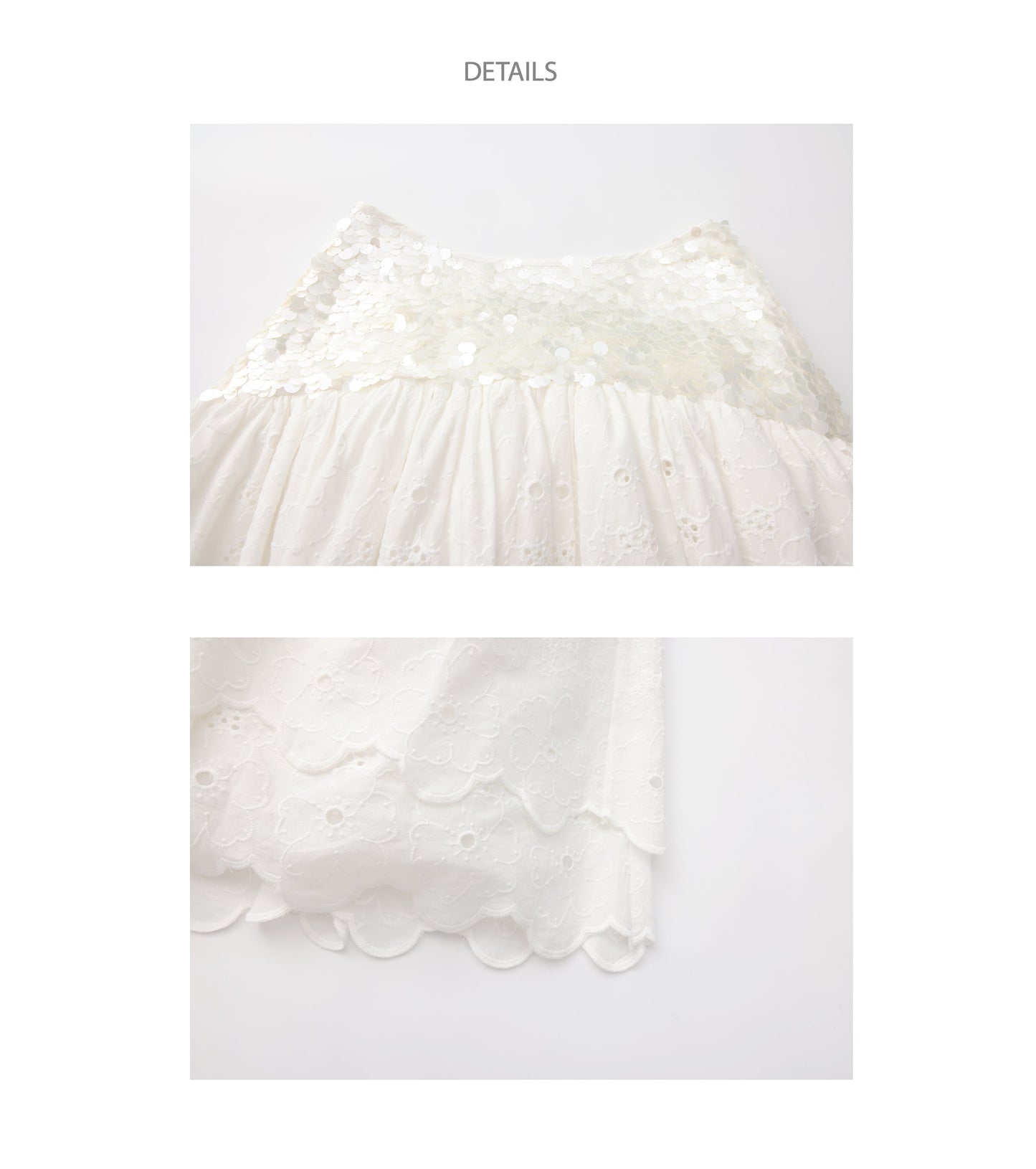 ‘Sunshine’ White Sequined Tulle Skirt
