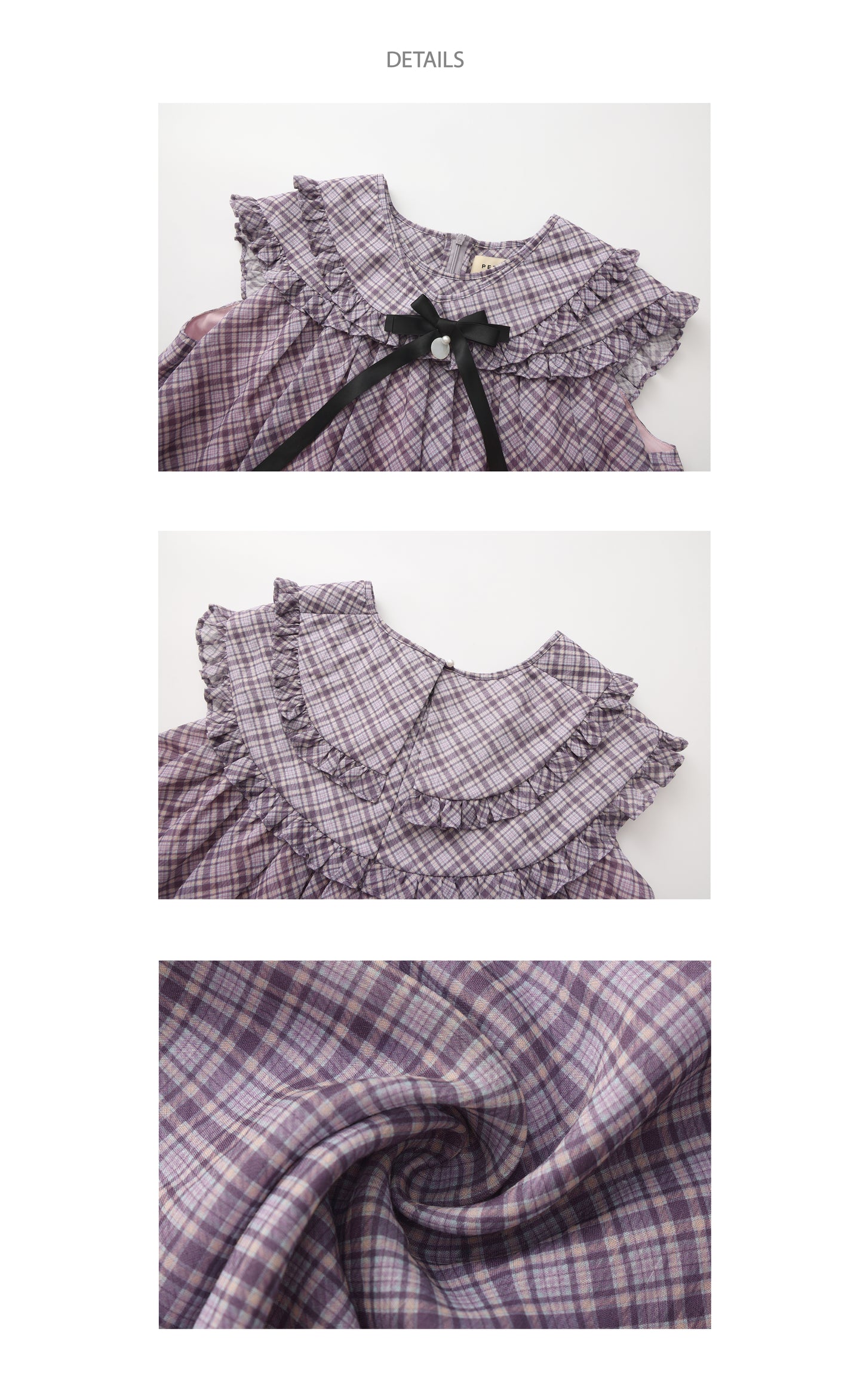 ‘Flounder’ Purple Plaid Double-Layer Collar Top