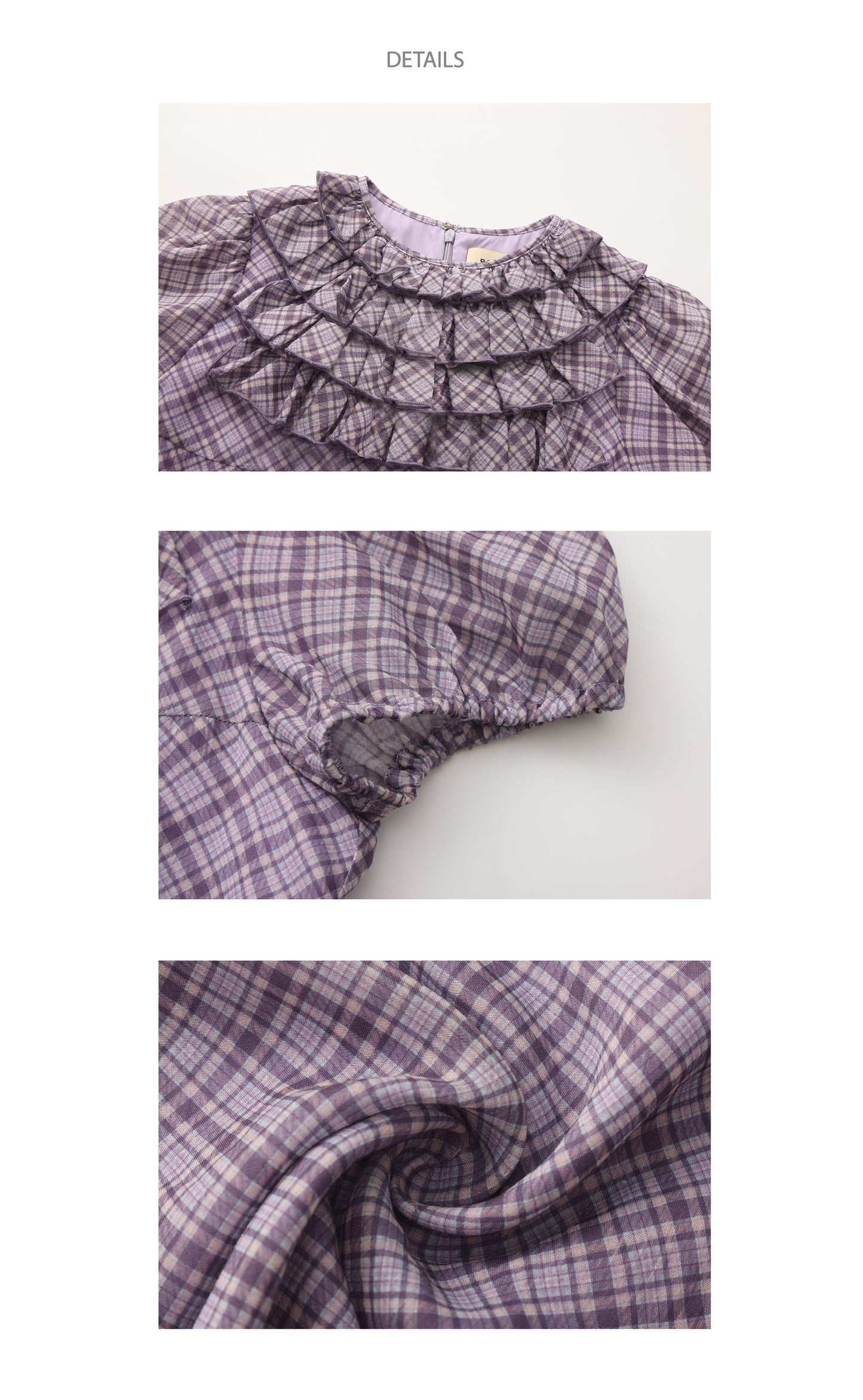 ‘Attina’ Purple Plaid Ruffles Dress