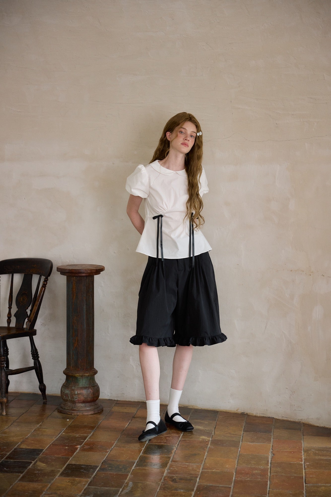 ‘Eric’ Black Bow Mid-length Shorts
