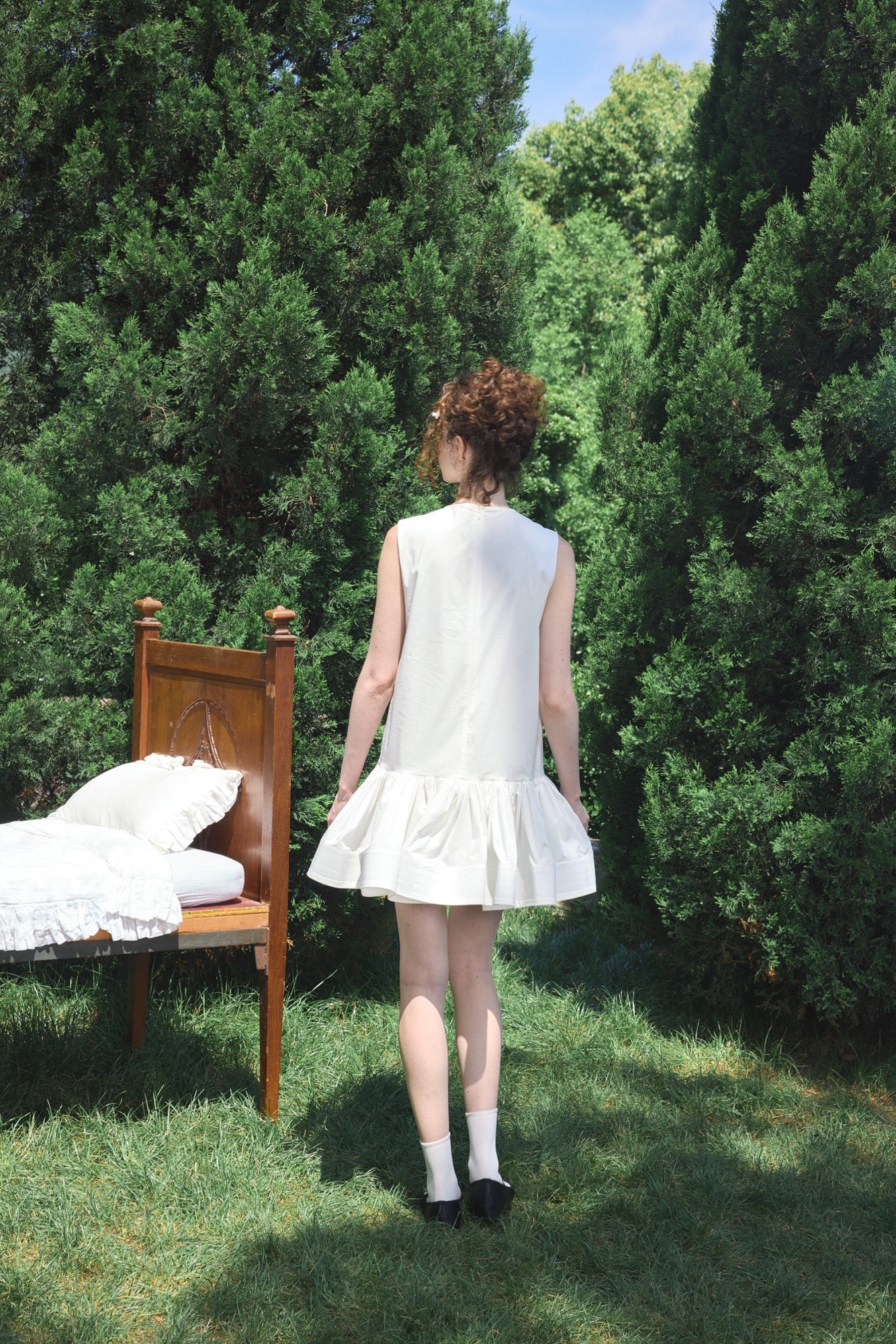 ‘Arista’ White Bow-tie Vest Dress