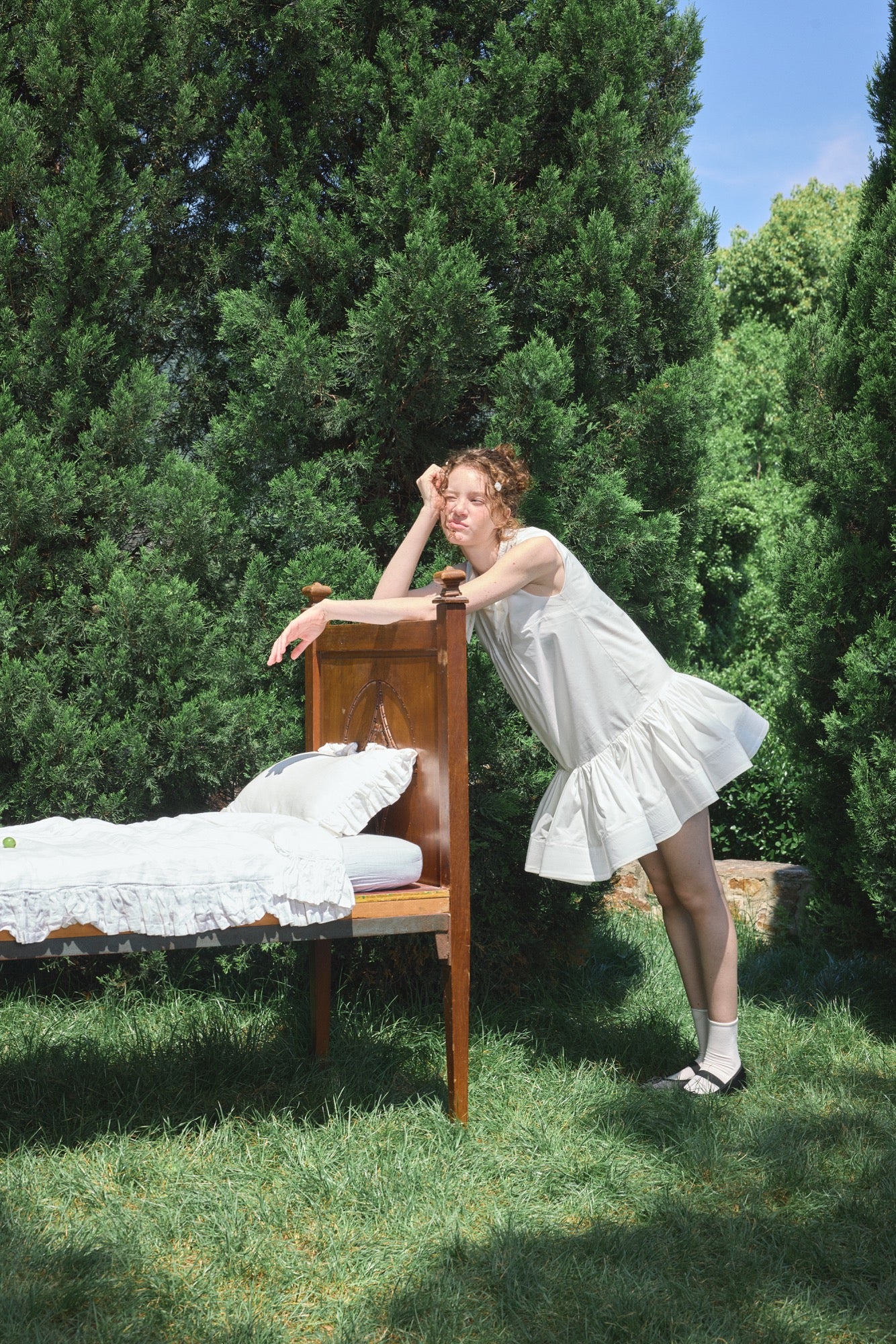 ‘Arista’ White Bow-tie Vest Dress