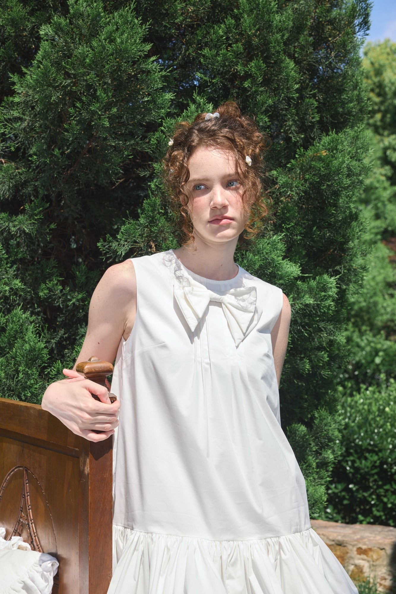 ‘Arista’ White Bow-tie Vest Dress