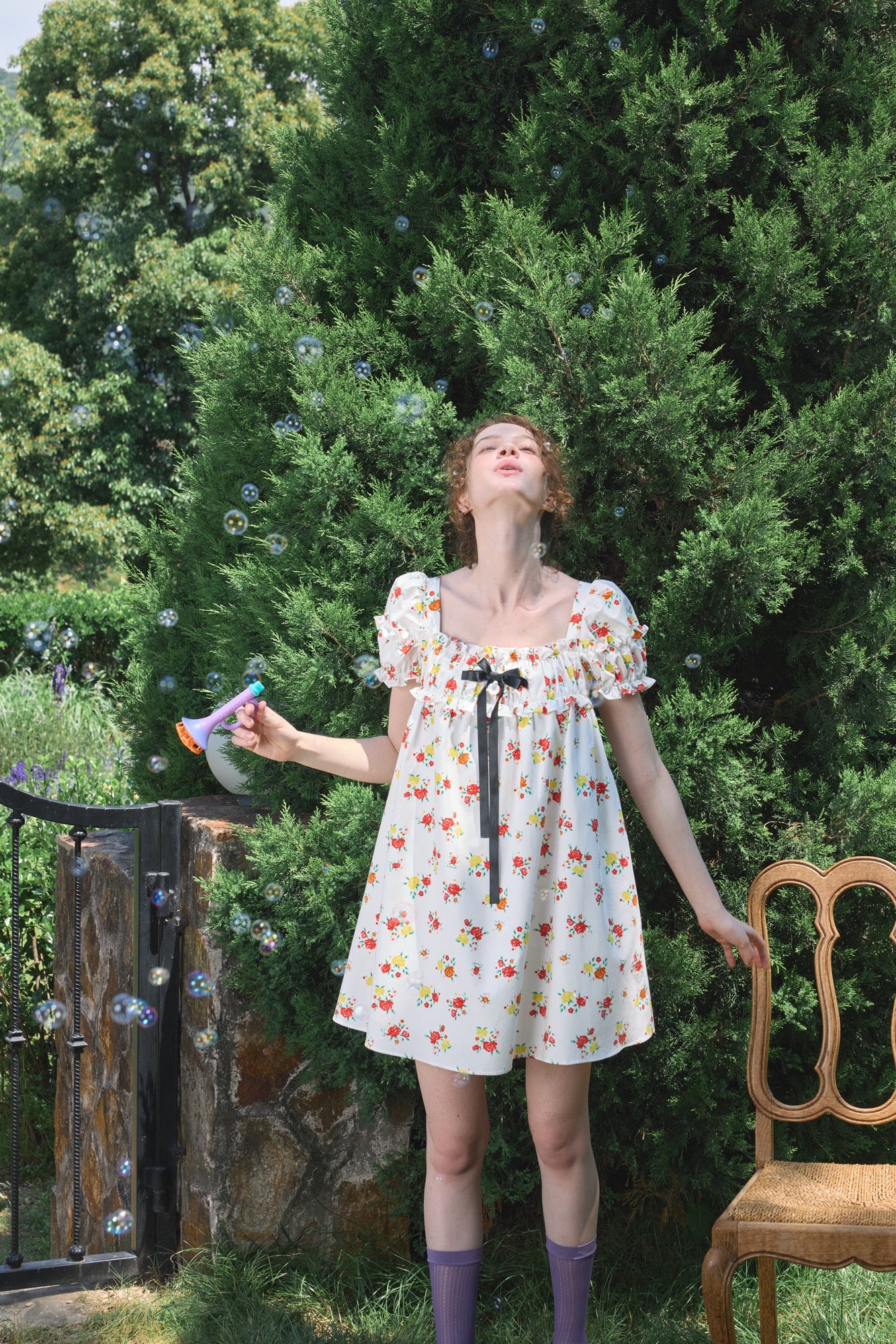 ‘Ariel’ Printed Puff Dress