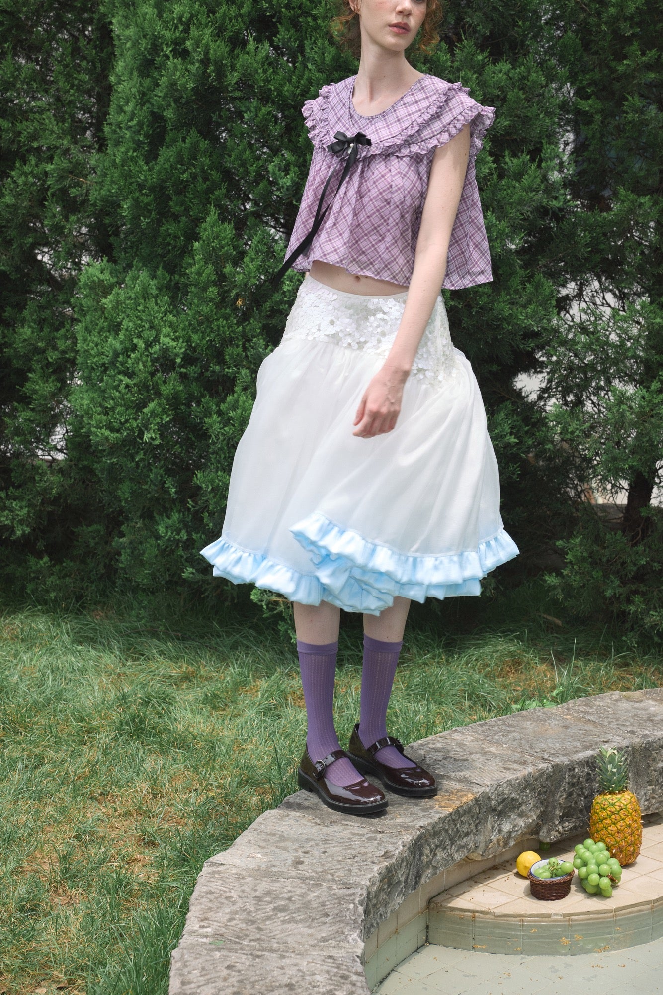 ‘Moonlight’ White Sequined Tulle Skirt