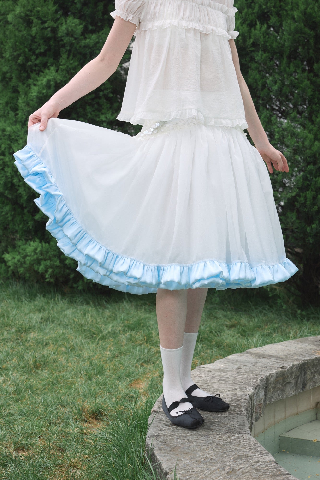 ‘Moonlight’ White Sequined Tulle Skirt