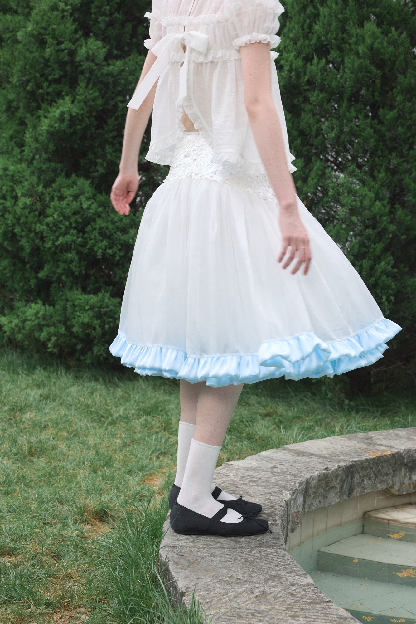 ‘Moonlight’ White Sequined Tulle Skirt
