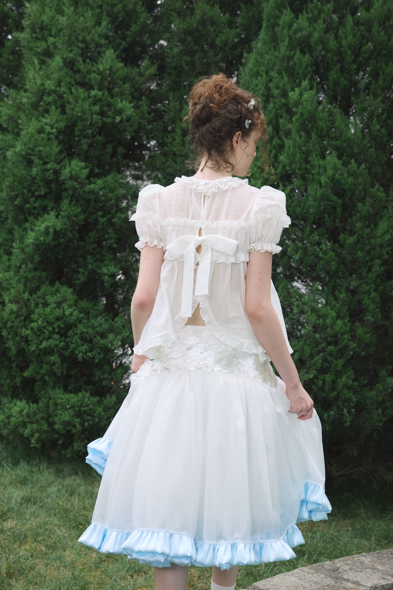 ‘Moonlight’ White Sequined Tulle Skirt